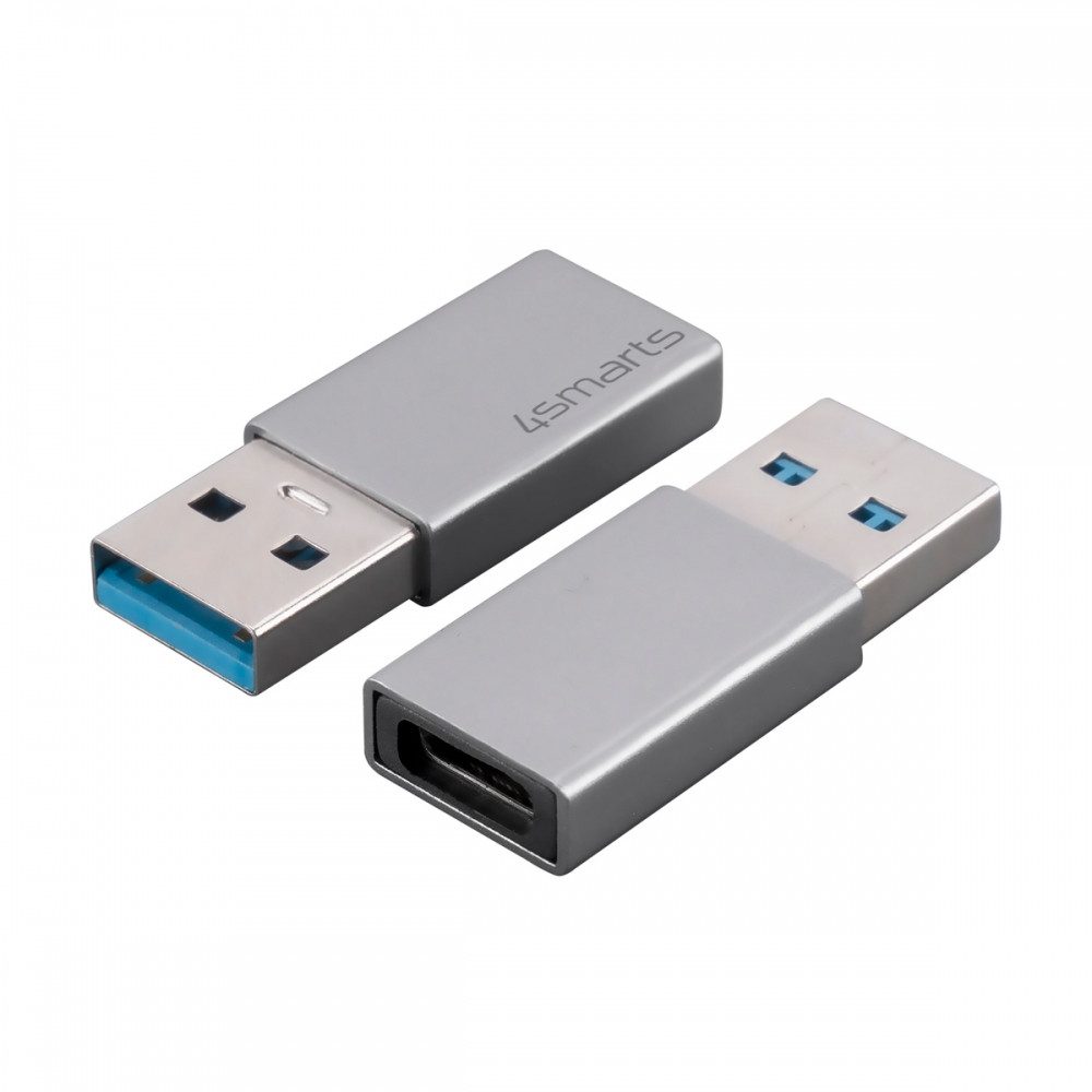 4smarts Steckdose 4smarts USB-A 3.0 auf USB-C Adapter 2er Set für Daten., Passiver Adapter USB-A 3.0 auf USB-C, Super Speed USB 3.0