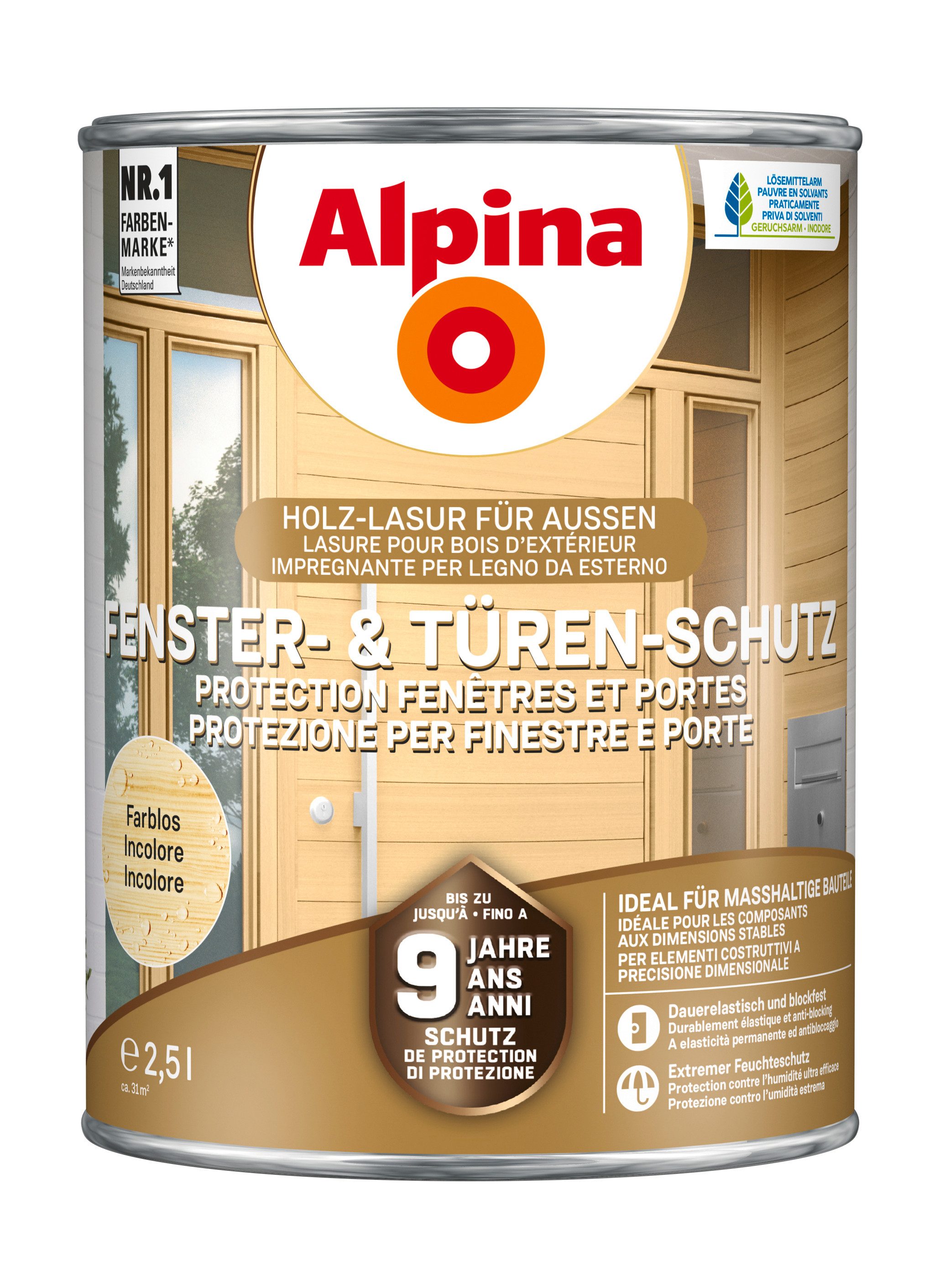Alpina Lasur Fenster- und Türen-Schutz 2,5 Liter seidenmatt