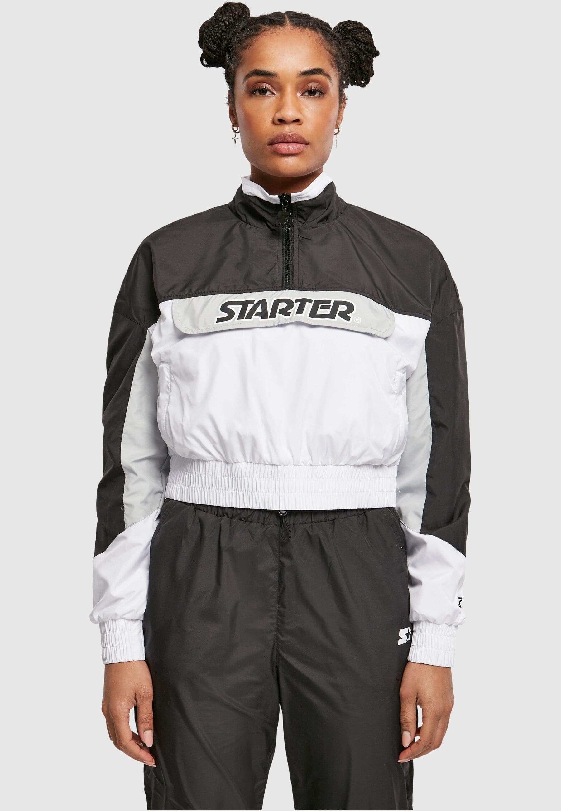 Starter Black Jacket Pull (1-St) Over black/white Colorblock Label Ladies Damen Starter Outdoorjacke