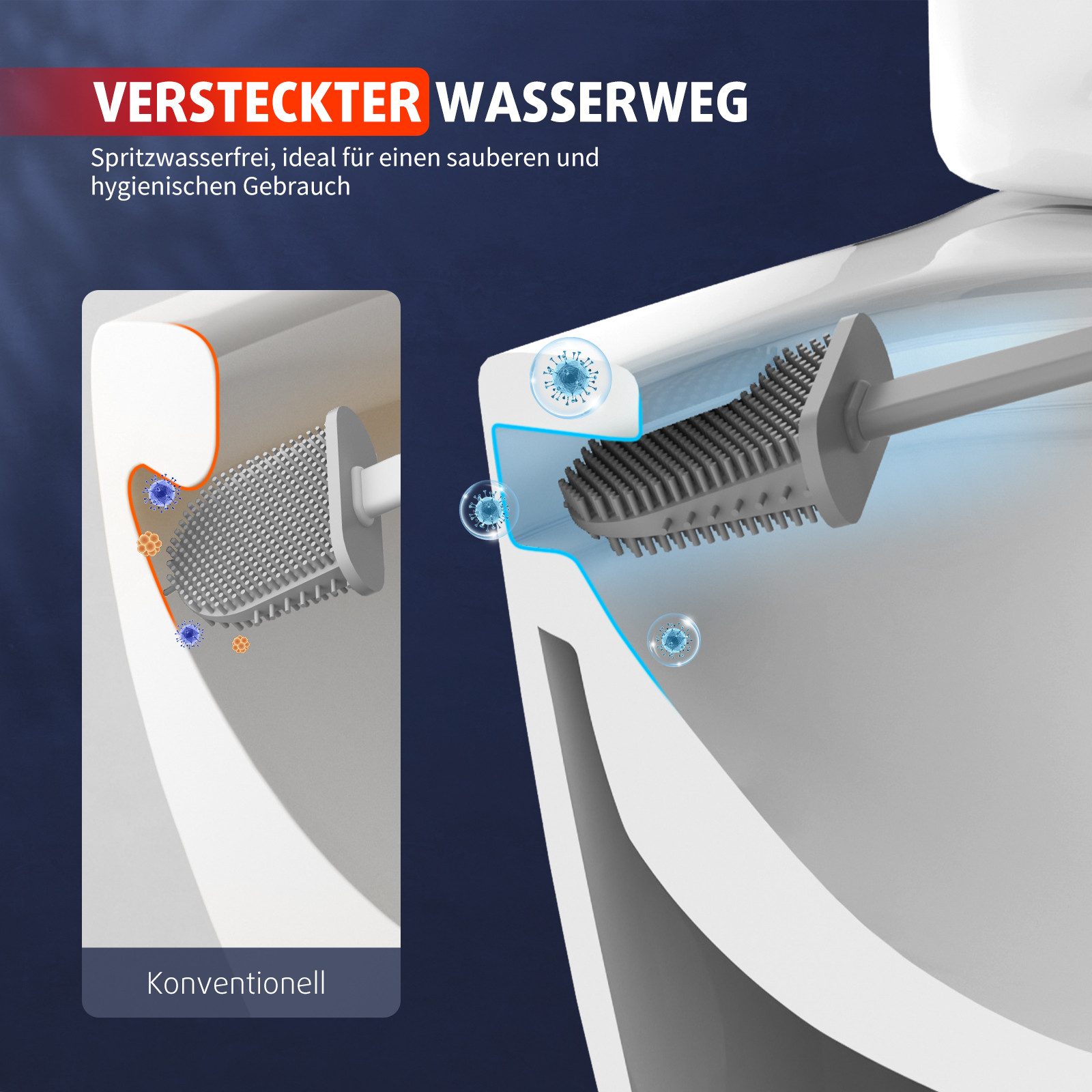 Rainsworth Tiefspül-WC spülrandlos 49 cm, wandhängend, 360° Einloch Spülung Wand WC mit Soft-Close, Weiß – Bild 4 von 5