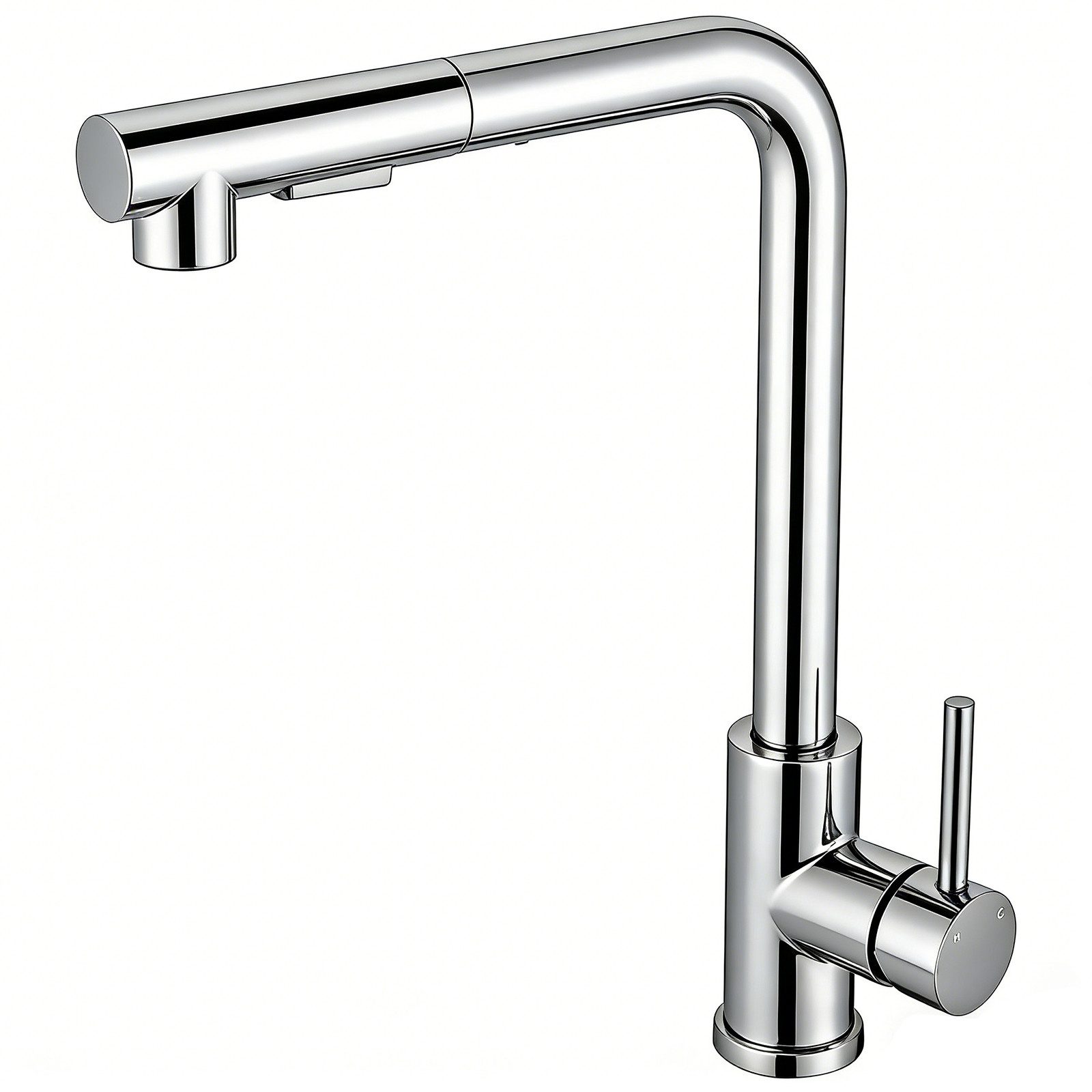 AICA Küchenarmatur Wasserhahn Küche aus Edelstahl, 360° schwenkbar, ausziehbar, robust Hochdruck, 2 Strahlarten, 40 cm Schlauch, Einhebelarmatur