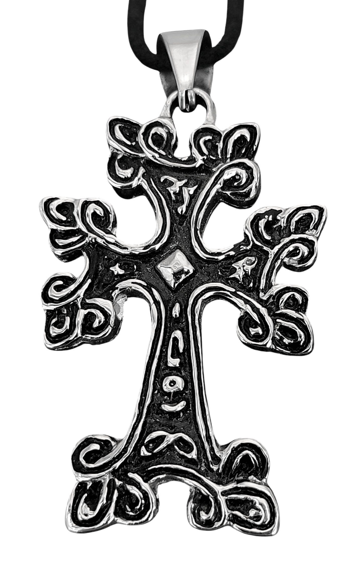 Kettenanhänger massiver Kreuz Anhänger Edelstahl Kreuzanhänger Armenisch