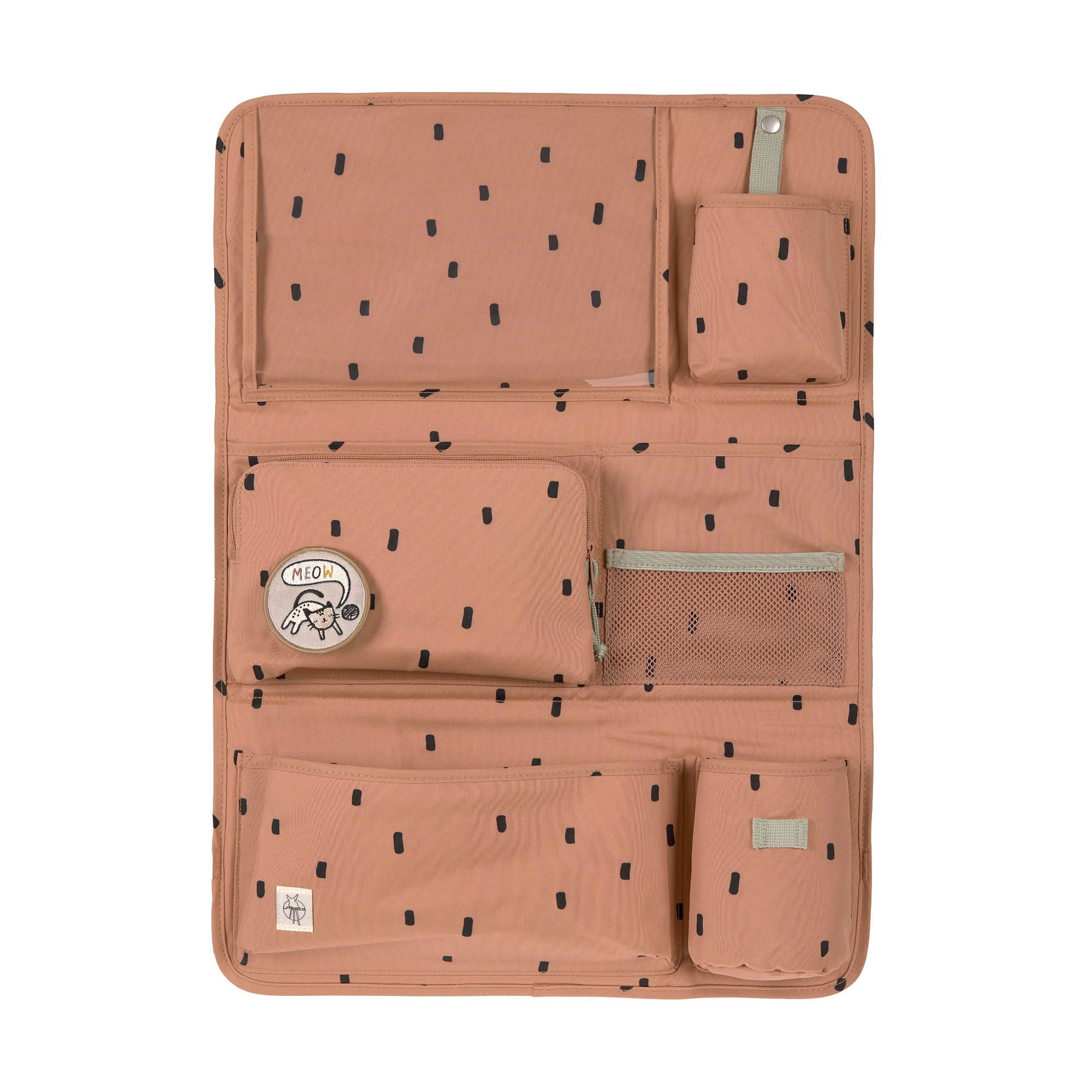 LÄSSIG Rücksitzorganizer Lässig Autorücksitz Organizer Car Wrap-to-Go Happy Prints caramel