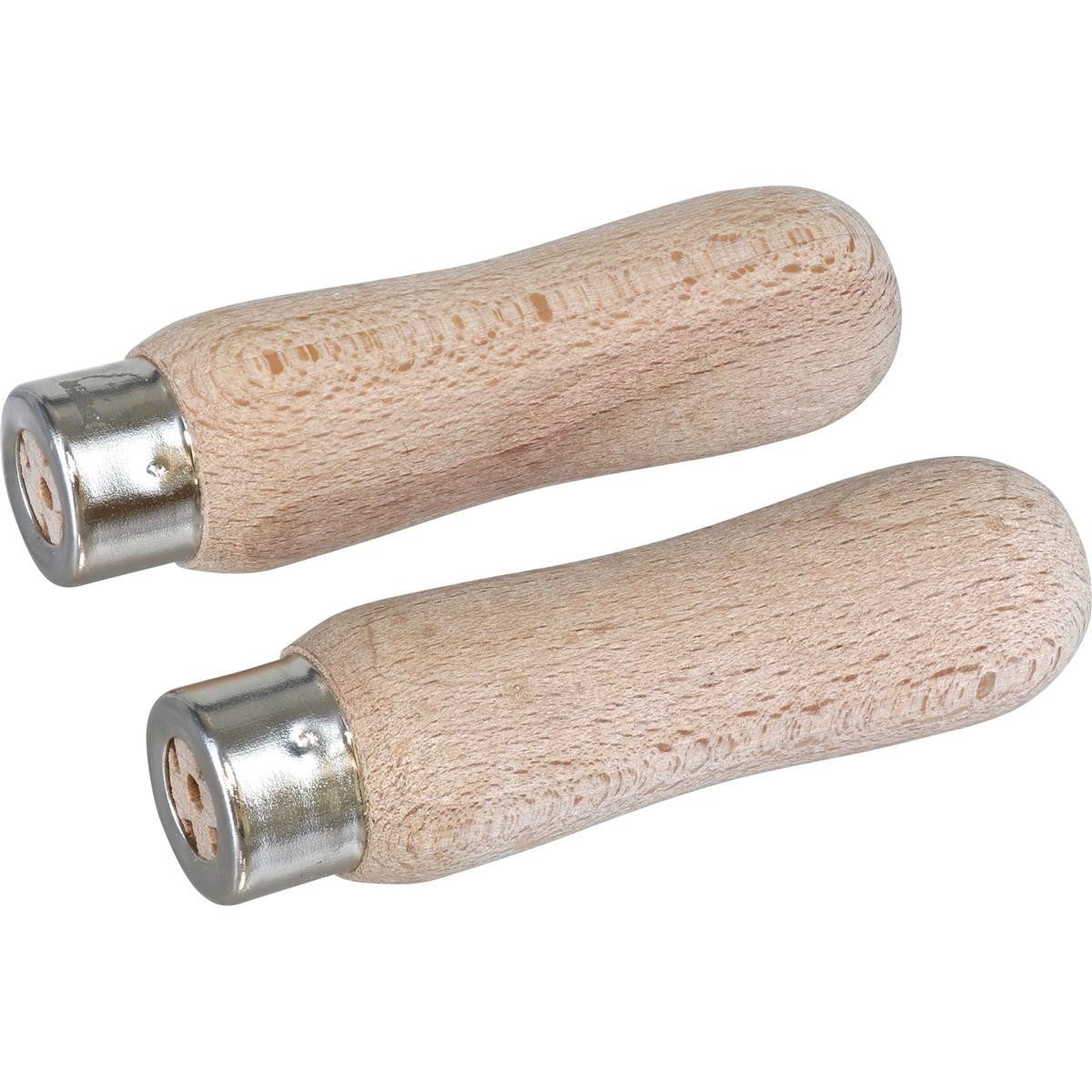 Triuso Feile Feilenheft Buche 80mm (2 Stück), (mit Metall-Zwinge), auch geeignet für Kettensägenfeilen FKS20035