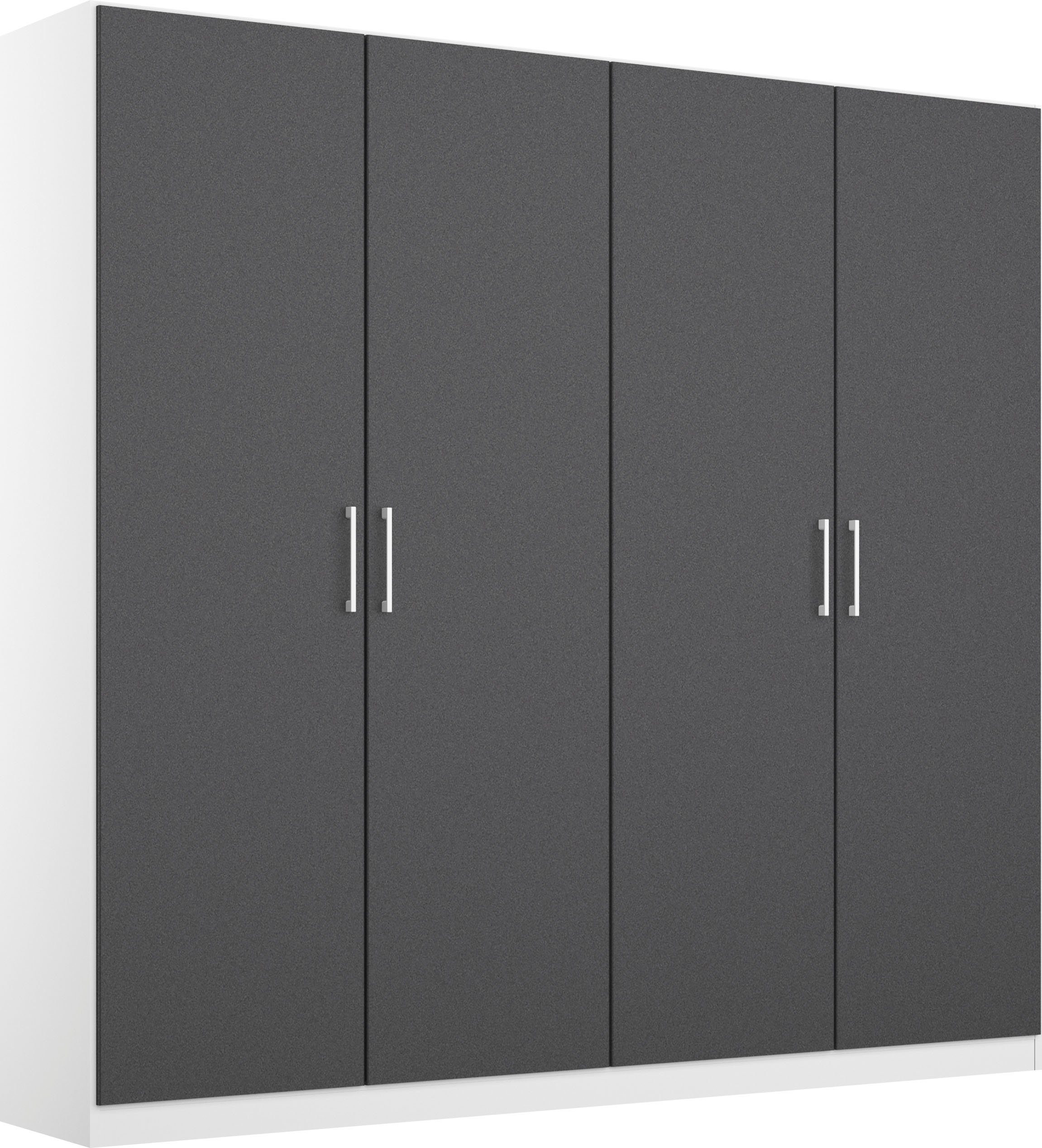 rauch Drehtürenschrank Kleiderschrank Schrank Garderobe Wäscheschrank COSMO mit zusätzlichen Einlegeböden, Metallgriffe in Weiß MADE IN GERMANY