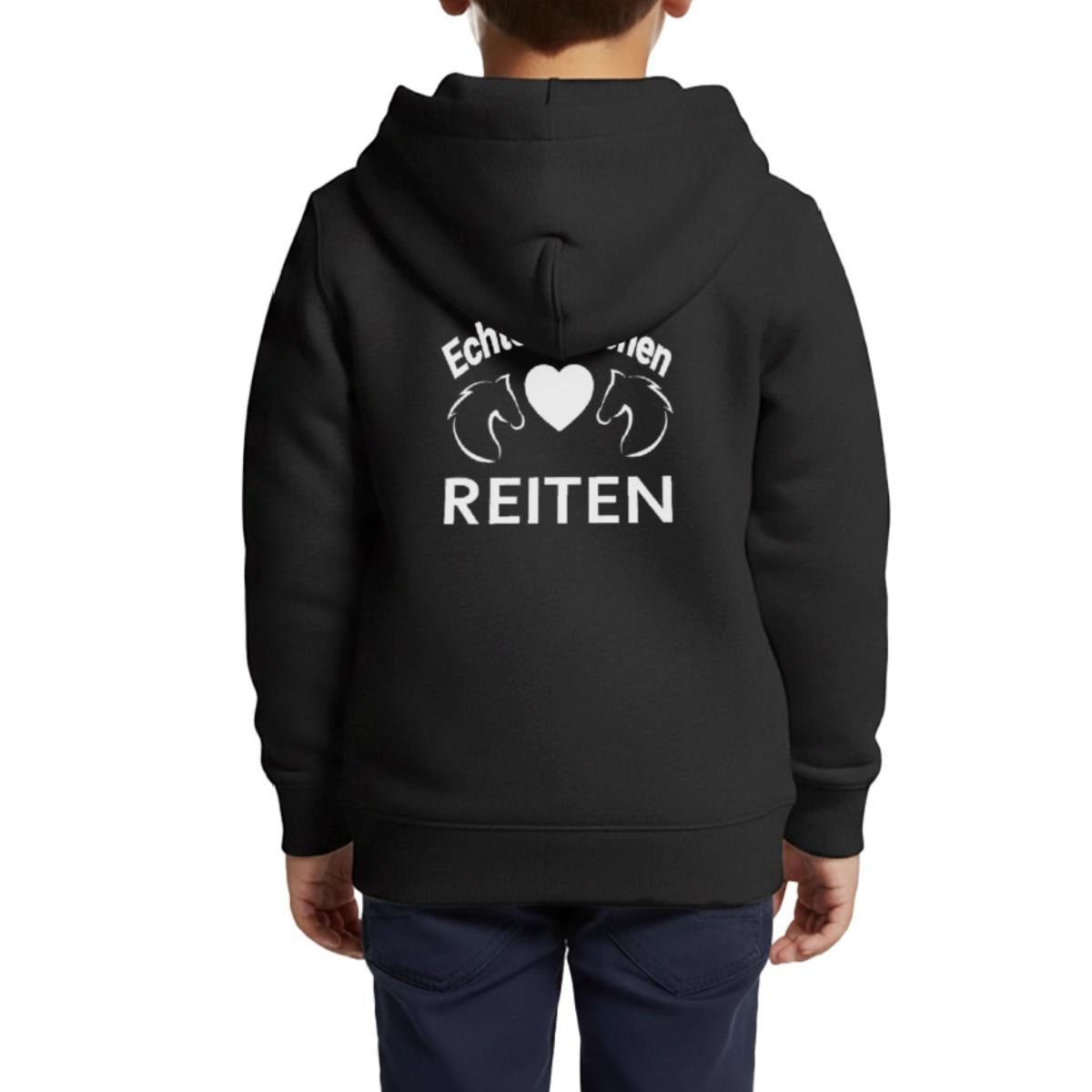 Sweatjacke Echte Mädchen Reiten, Pferdeliebe Mädchen Kinder Premium Organic Zip
