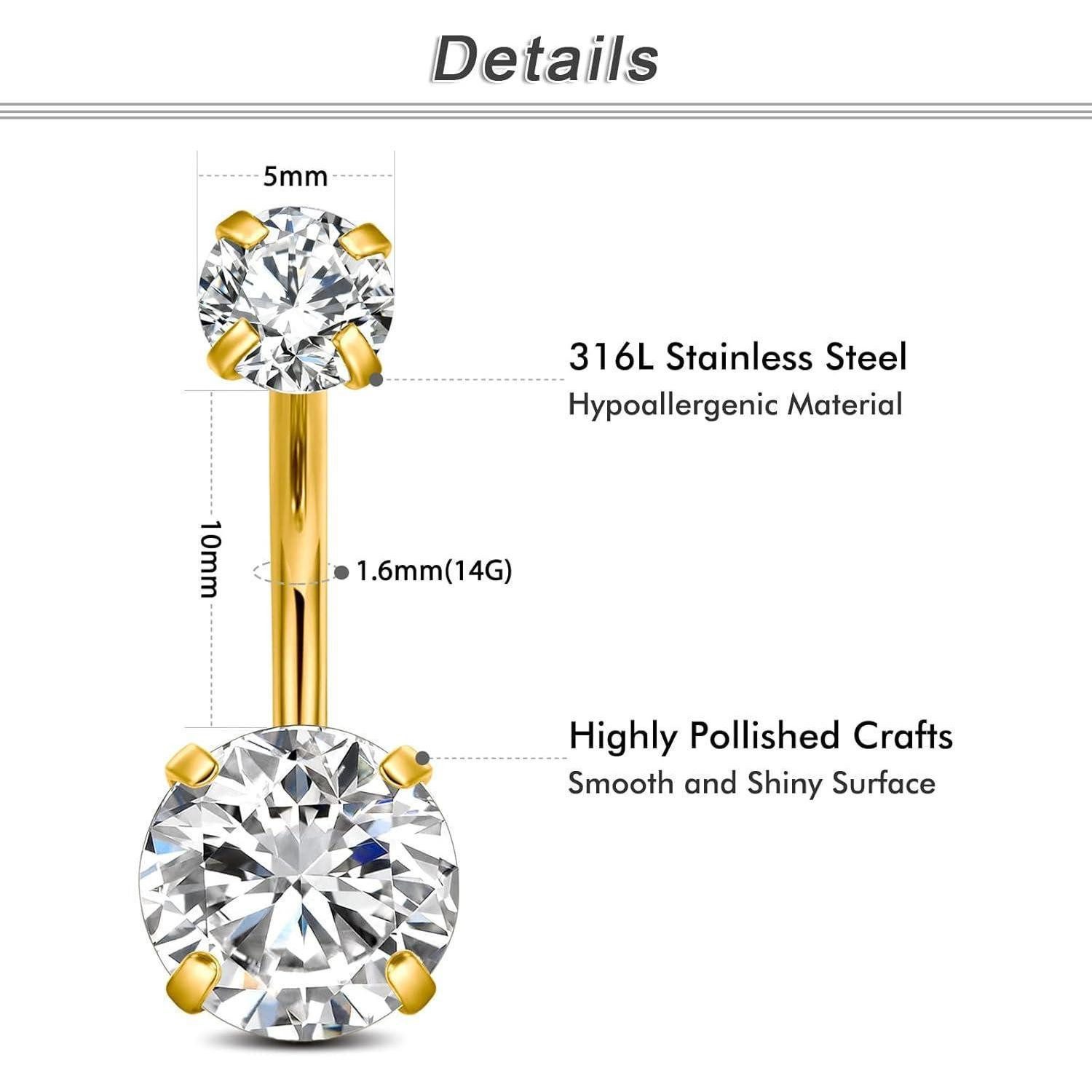 Crdifu Bauchnabelpiercing Gold Bauchnabelpiercing 10mm Chirurgenstahl günstig online kaufen