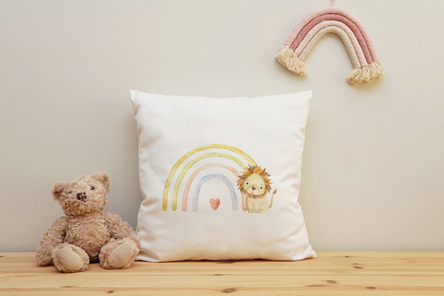 queence Dekokissen Löwe und Regenbogen, Kissenhülle mit HD Premium Druck, geruchsneutral, 40x40cm