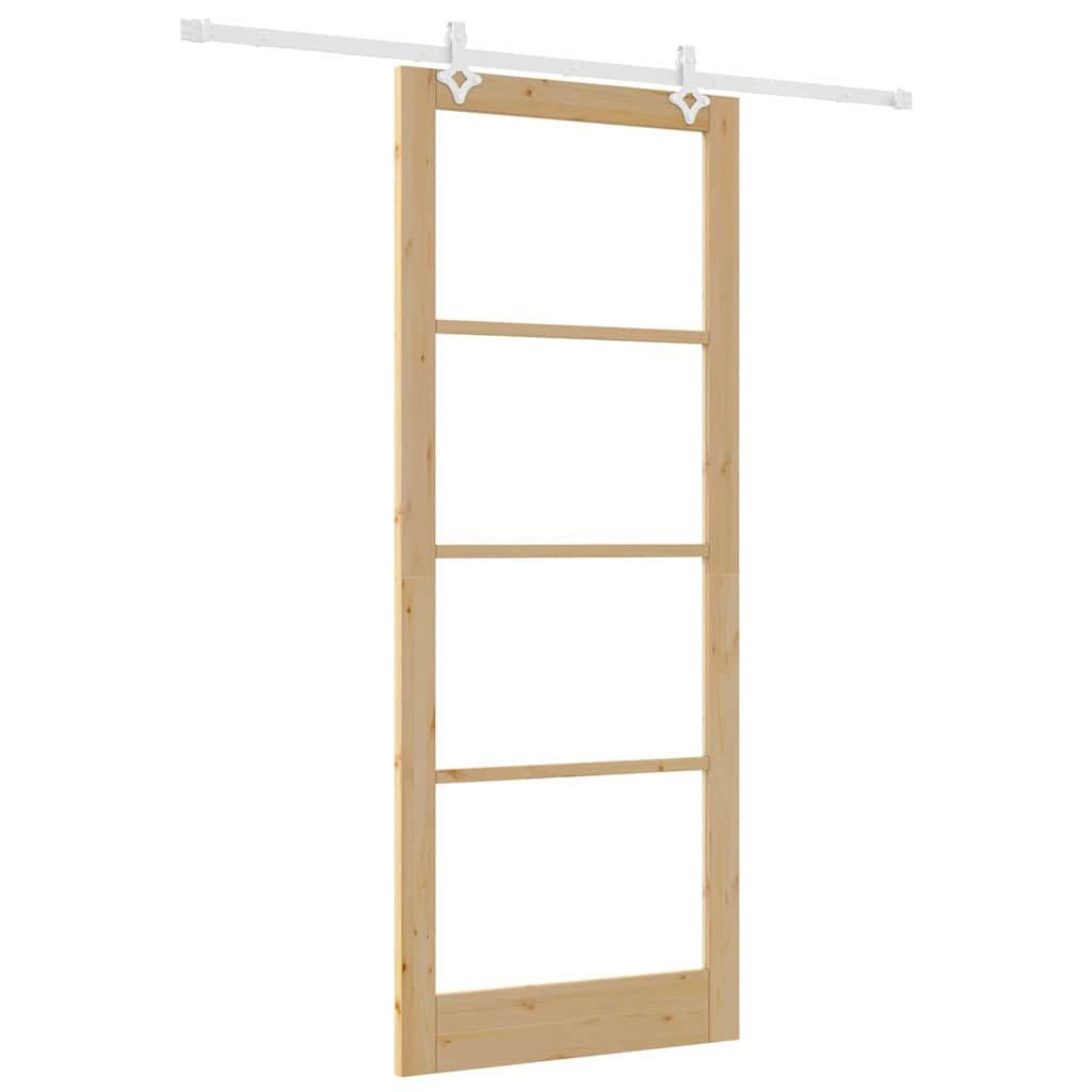 vidaXL Haustür Schiebetür 93 x 232 cm Massivholz Kiefer und Glas Natur (1-St)