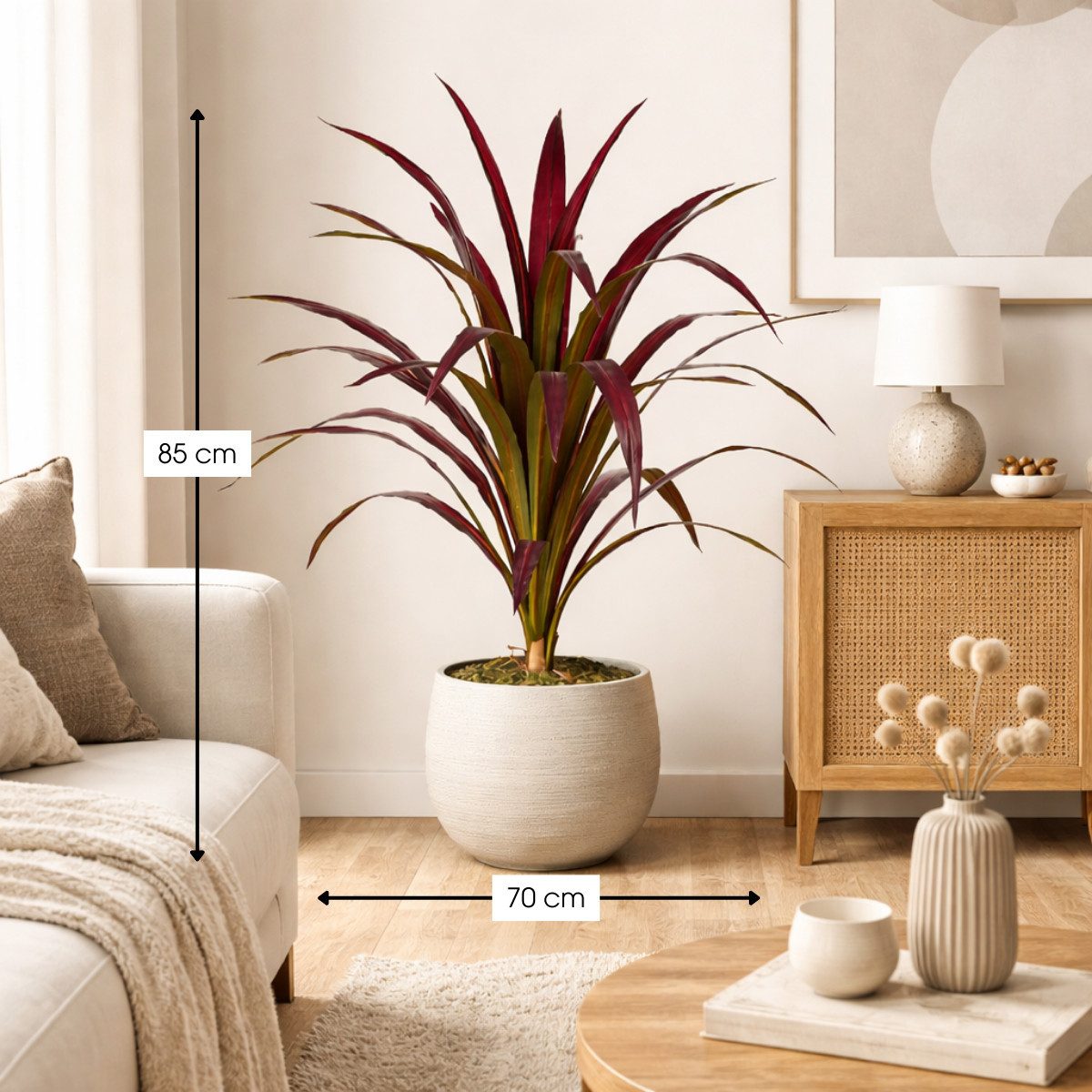Kunstpflanze Mica Decorations Bananenbaum – H85 x Ø70 cm – Rot, Mica Decorations, Höhe 85 cm