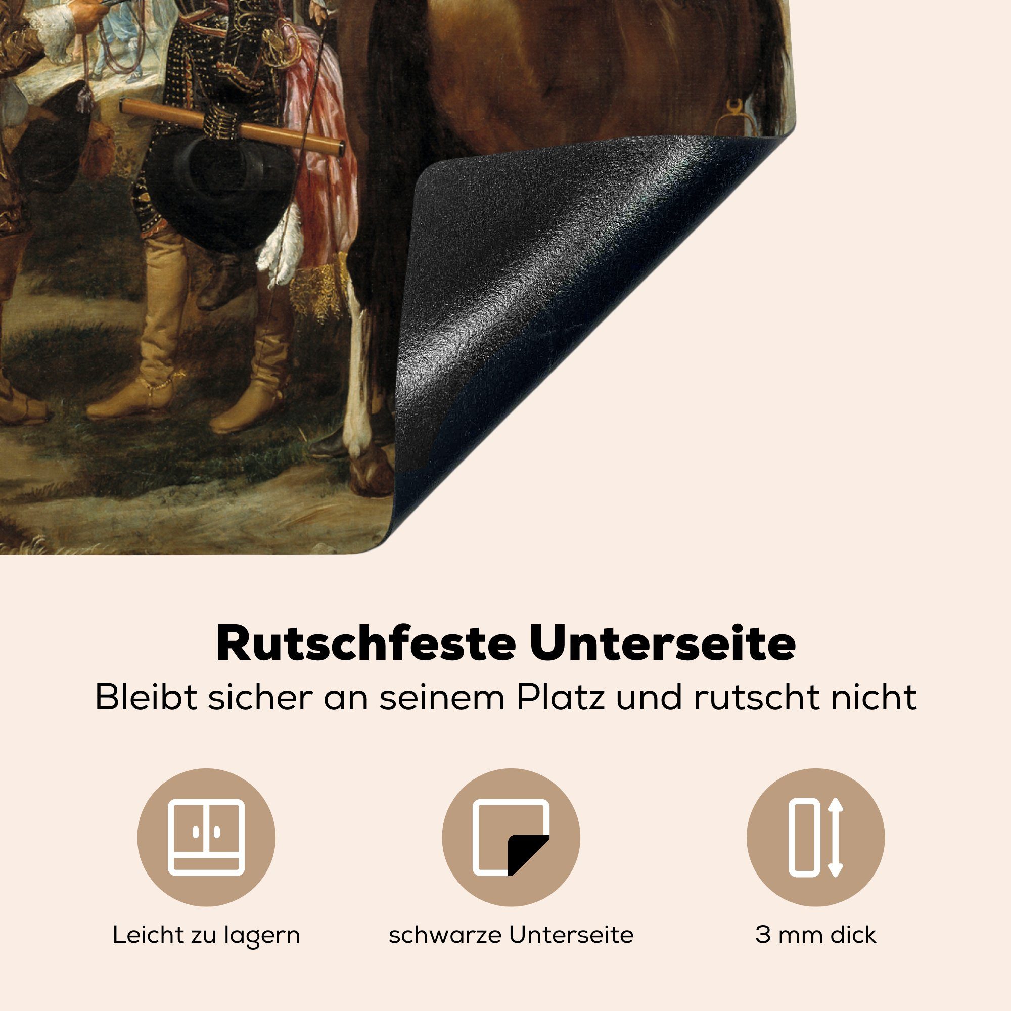MuchoWow Herdblende-/Abdeckplatte Die Kapitulation von nutzbar, Velazquez, von Vinyl, (1 cm, Gemälde - Ceranfeldabdeckung 60x52 Arbeitsfläche tlg), Breda Diego Mobile