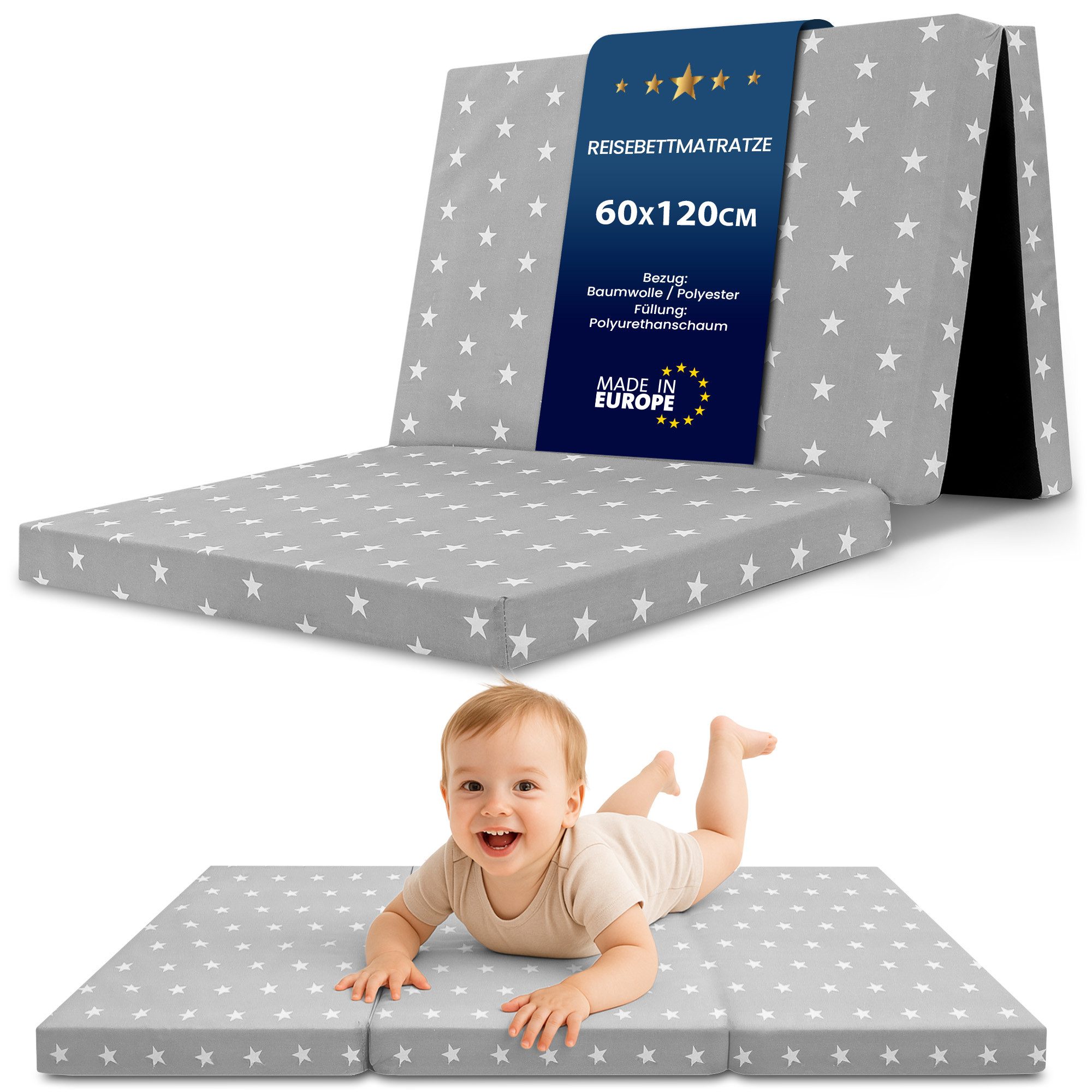 Babymatratze Klappmatratze Faltbare Reisebett Baby Matratze 60x120 cm, Totsy Baby