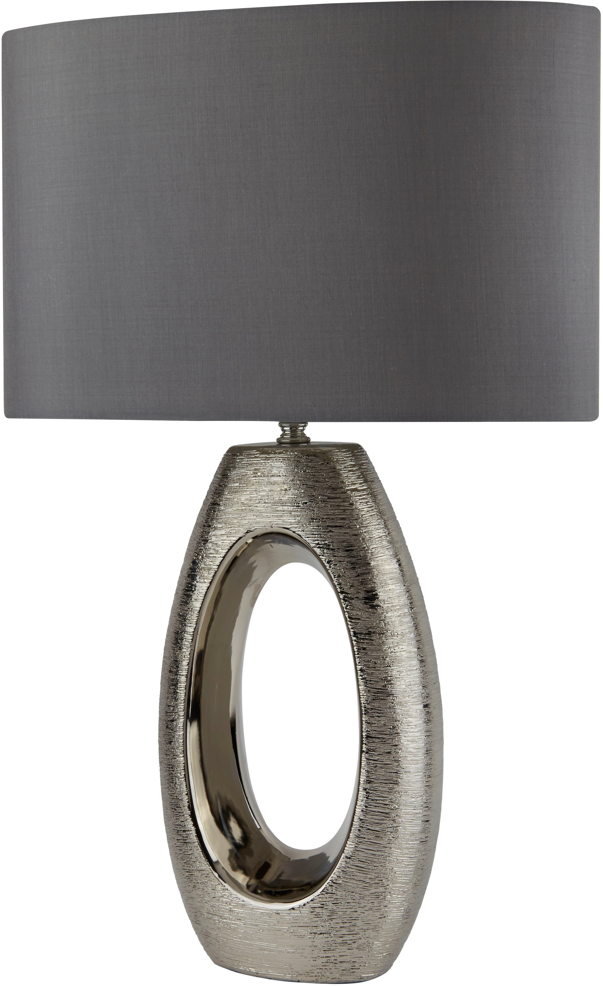 Searchlight Tischleuchte Artisan-Tischlampe - Keramik-Chromsockel und Kunstseidenschirm, ohne Leuchtmittel