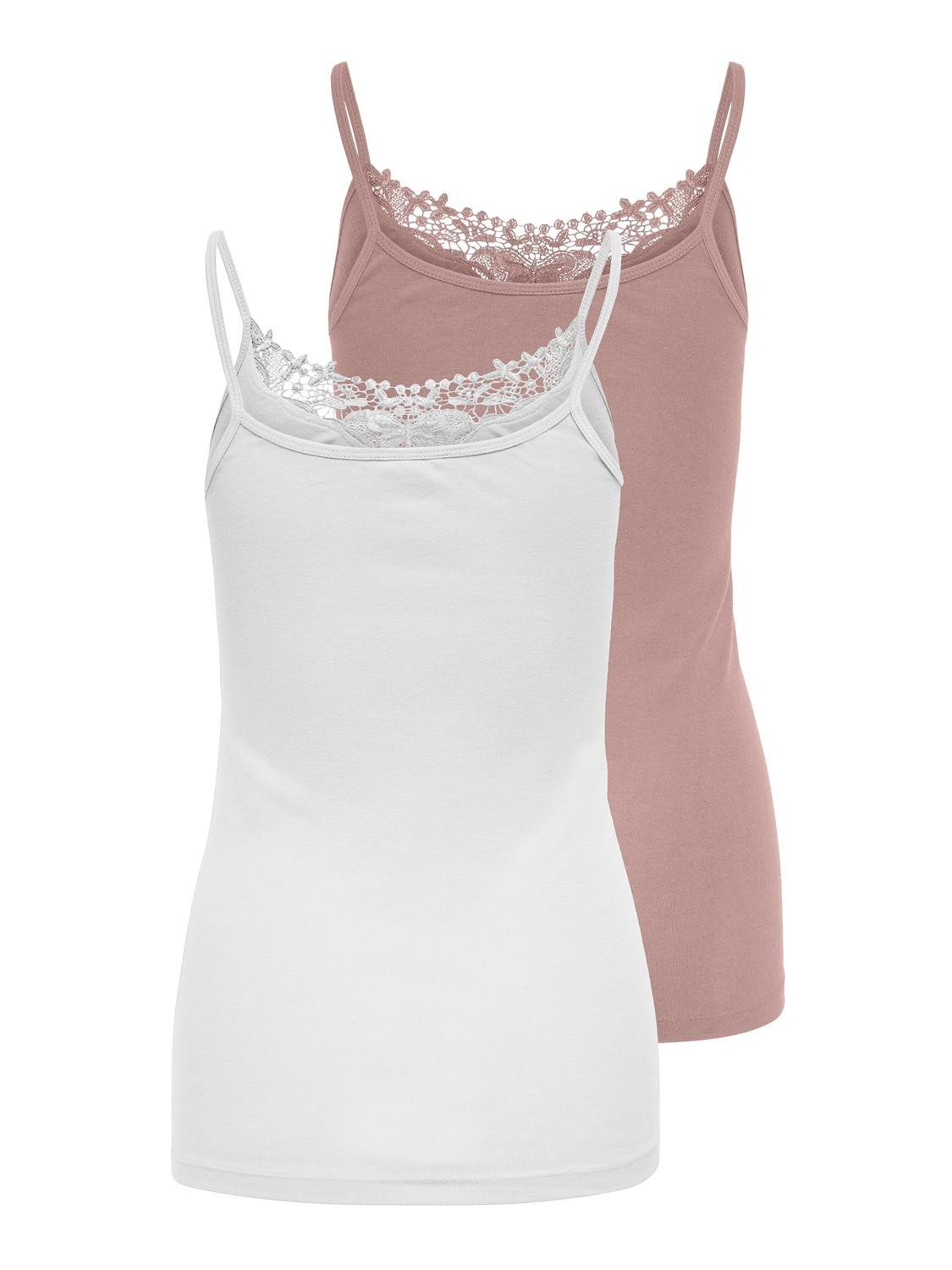 ONLY Longtop ONLLULU LACE SINGLET 2PACK CS JRS (Packung, 2-tlg)