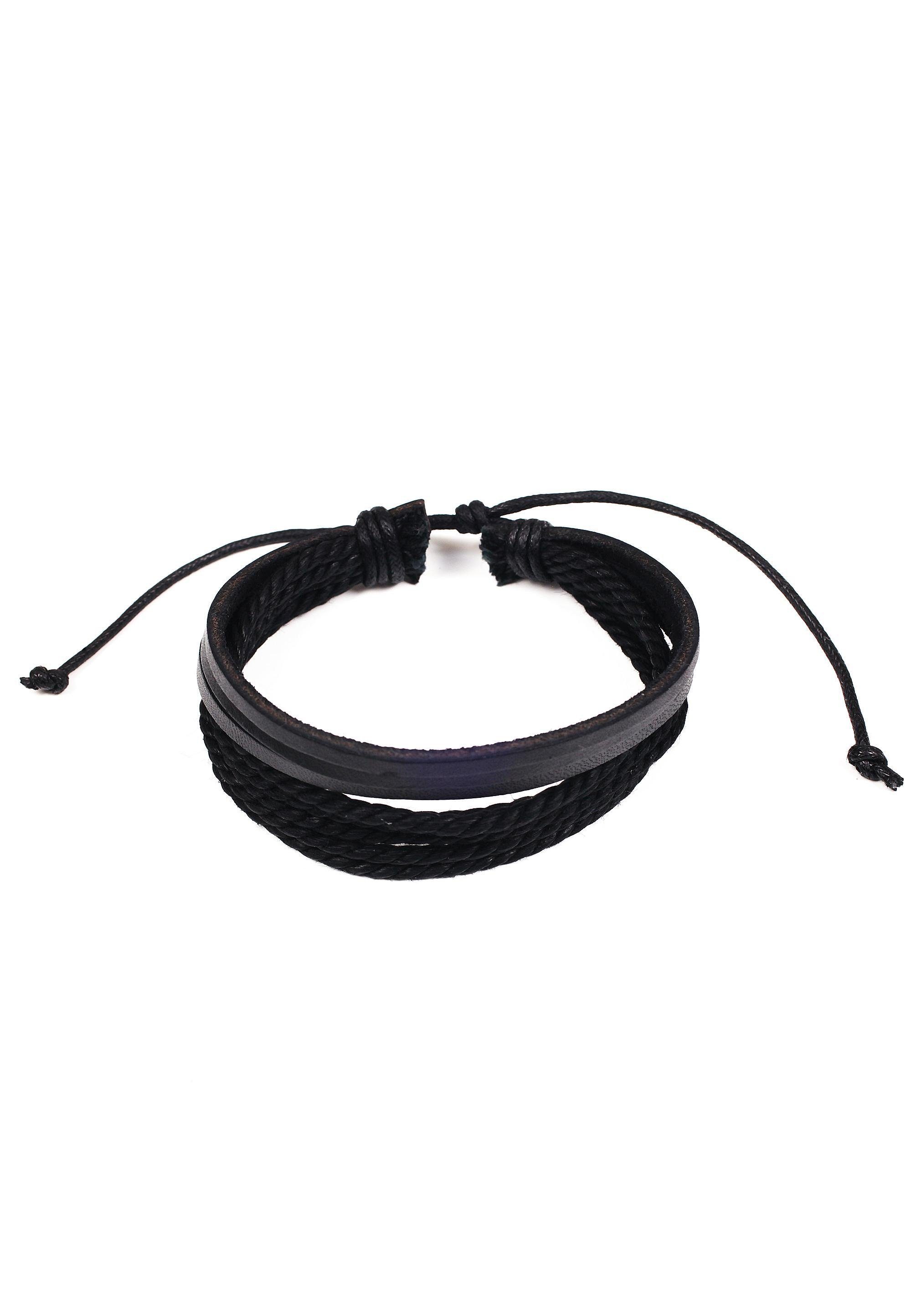 Firetti Lederarmband Casual-Look, mehrreihiges Design, teilweise geflochten
