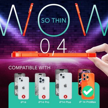 Nalia Smartphone-Hülle Apple iPhone 14 Pro Max, Klare Neon Silikon Hülle / Bunt Leuchtend / Durchsichtig / Flexibel