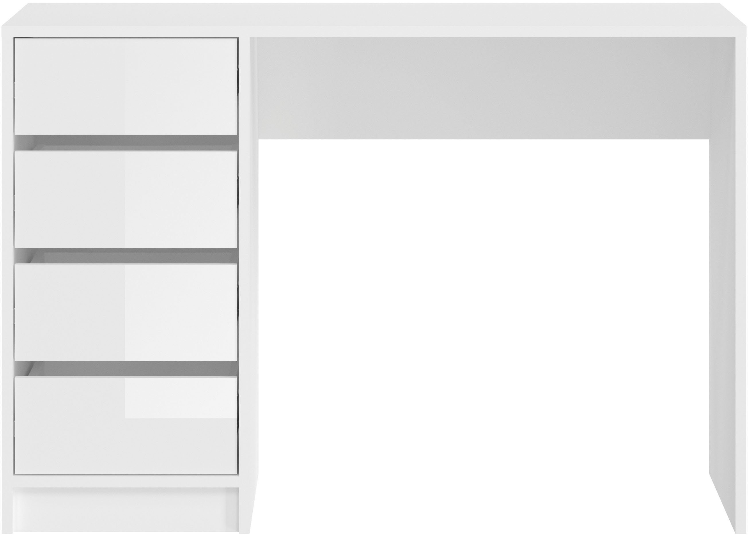 Schreibtisch Pisa, Breite 110 cm, 4 Schubkästen, hochglanz Schubkastenfront