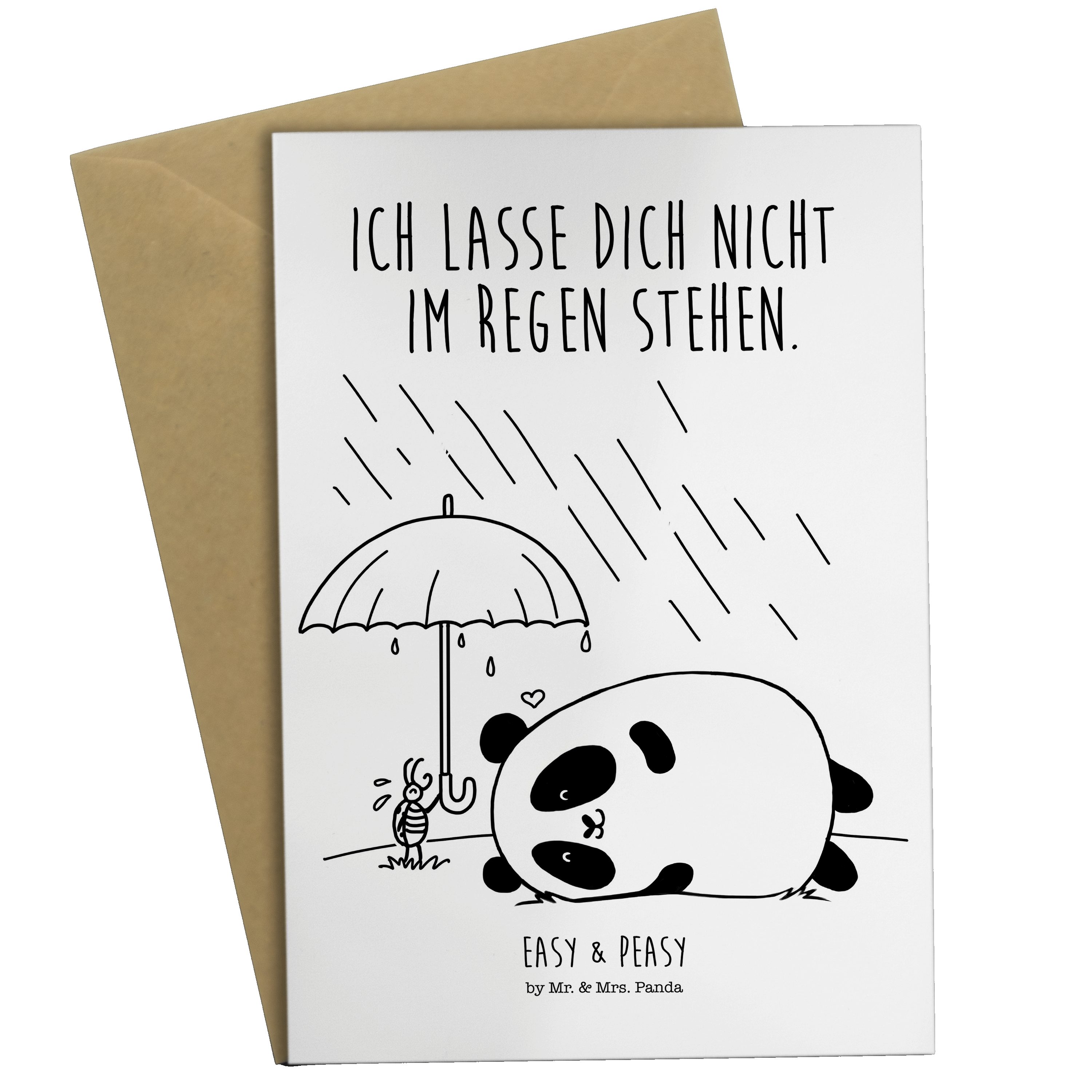 Freundschaft Grußkarte Mr. Easy & Geschenk, - Panda Peasy Geburtstagskarte & Karte, - Mrs. Weiß