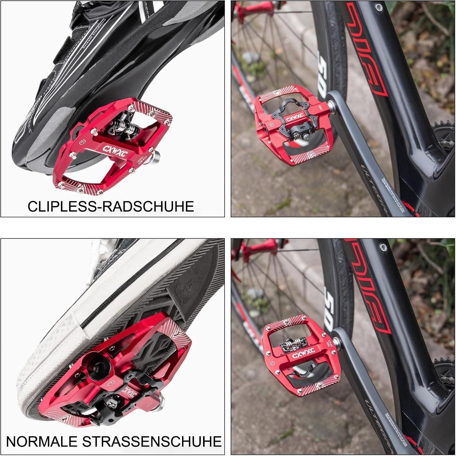LuxusKollektion Klickpedale Fahrradpedale Klickpedale MTB Rennrad Rot Aluminium
