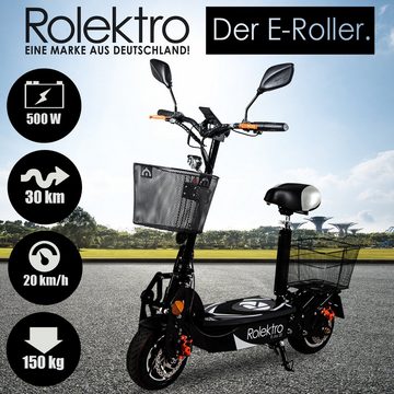 Rolektro E-Mofaroller E-Joy 20, Schwarz, 36V-12AH Blei-Gel Akku, 500 Watt, 20 km/h