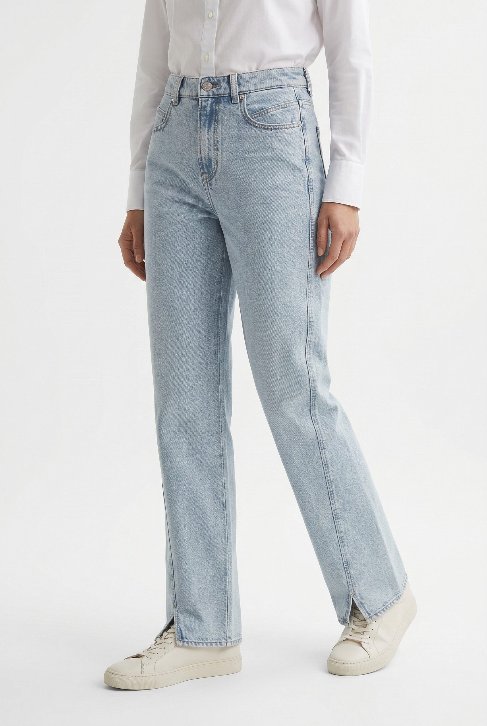 BOSS ORANGE High-waist-Jeans MARLENE SLIT HR Premium Damenmode mit Wide Leg-Passform, Schlitz-Details