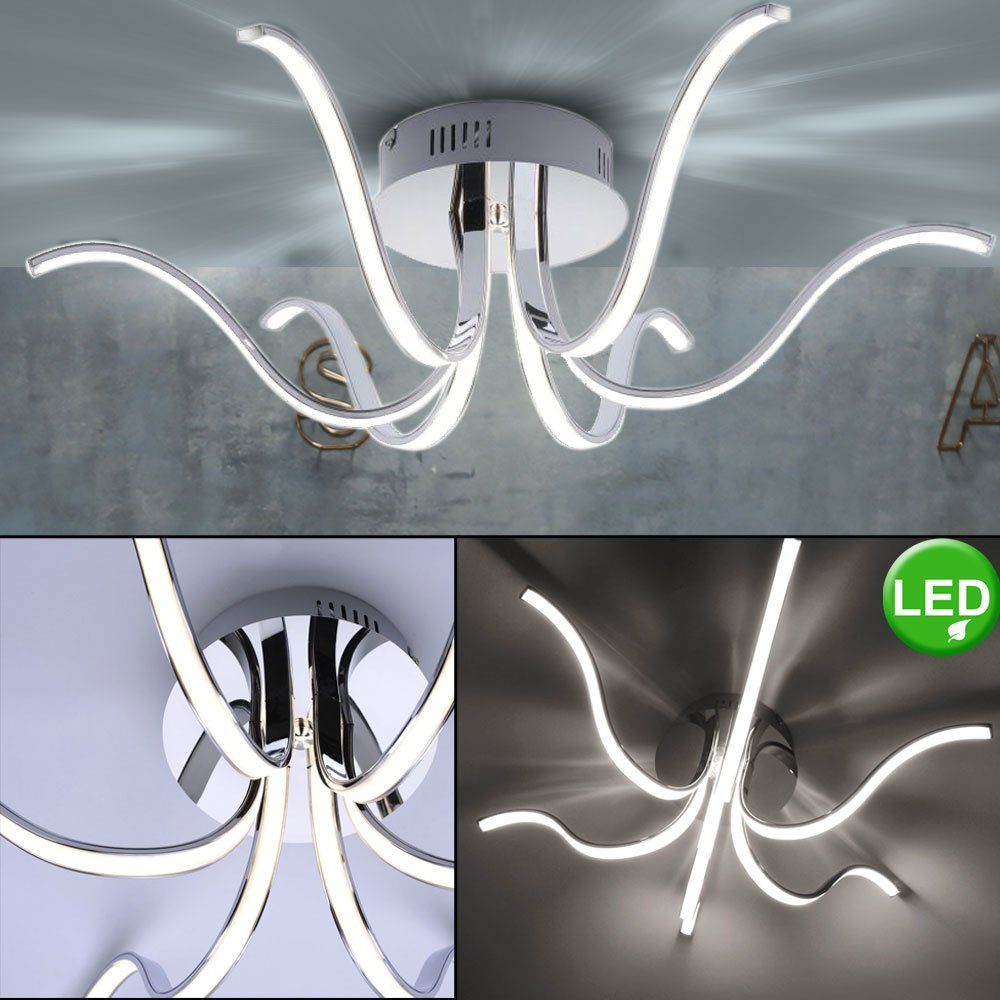 Lampe 27 Strahler Zimmer LED LED Chrom Warmweiß, Watt LED-Leuchtmittel Wohn Decken etc-shop verbaut, Deckenleuchte, Leuchte fest