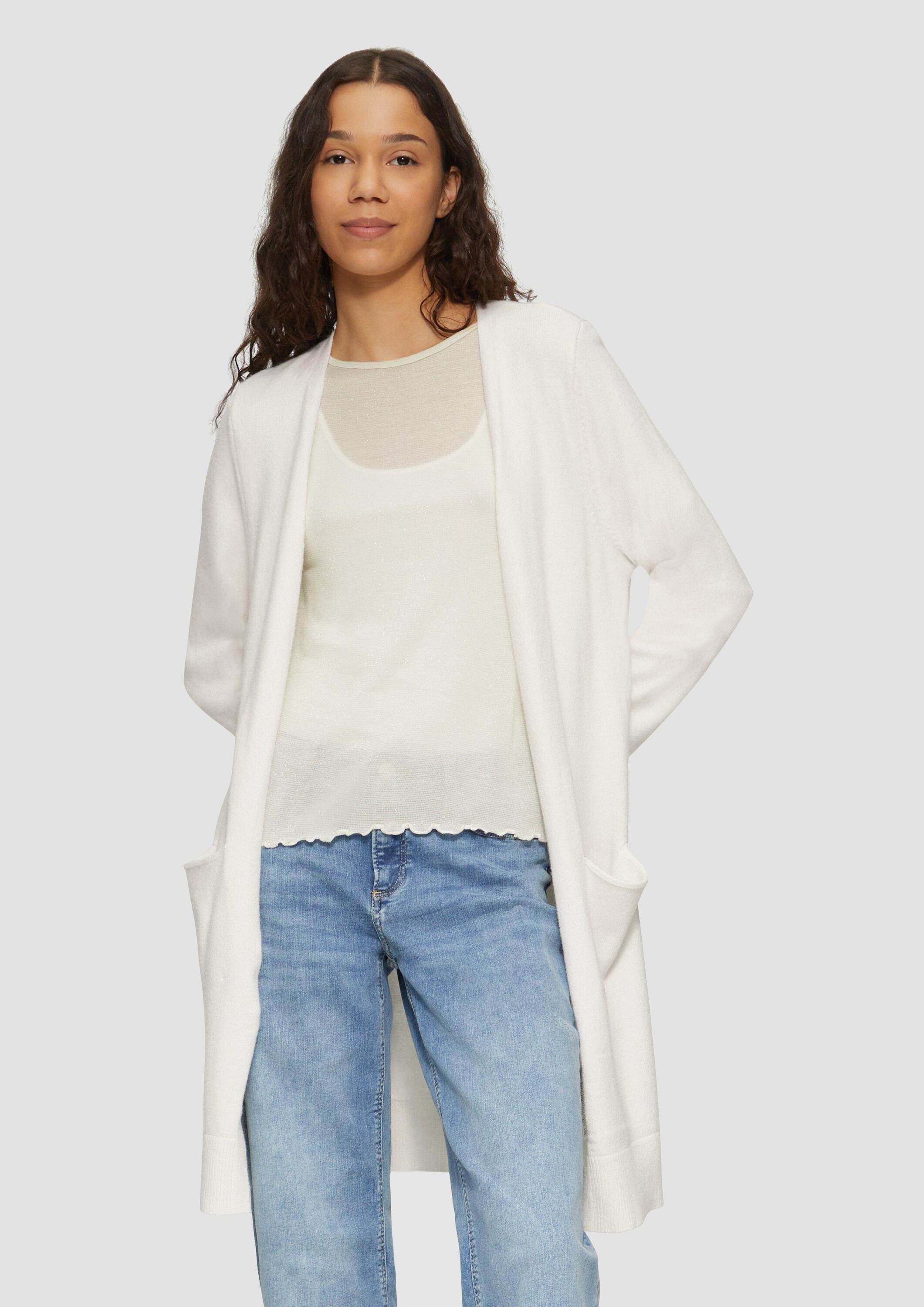 QS Cardigan Strickjacke Lange Strickjacke aus Viskosemix günstig online kaufen