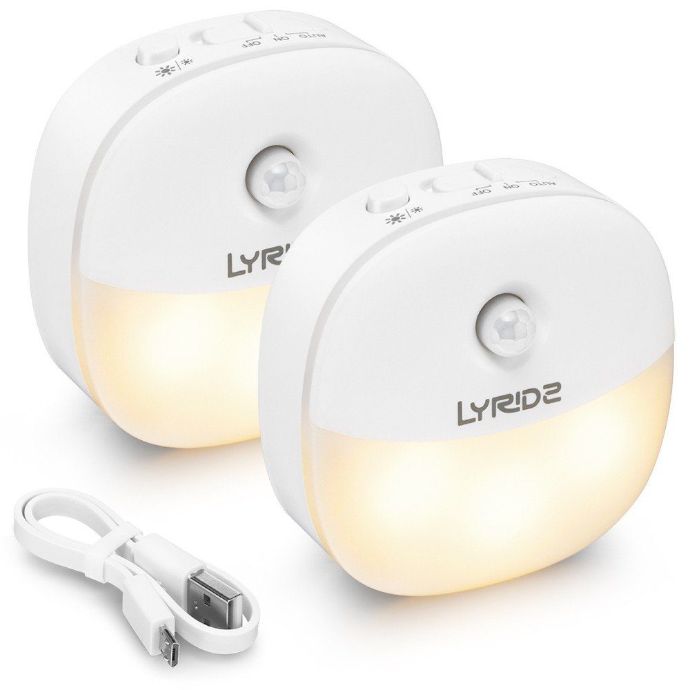 2 Stück LED Nachtlicht mit Bewegungsmelder LED Licht USB Aufladbare Nachtlampe 