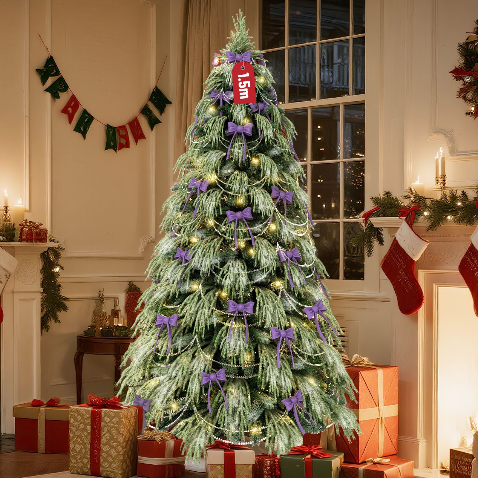 Huracan Premium Knstlicher Weihnachtsbaum 250cm Mit Holzstnder & Schnee   Naturgetreu Knstlicher Weihnachtsbaum Mit Aufbewahrungstasche