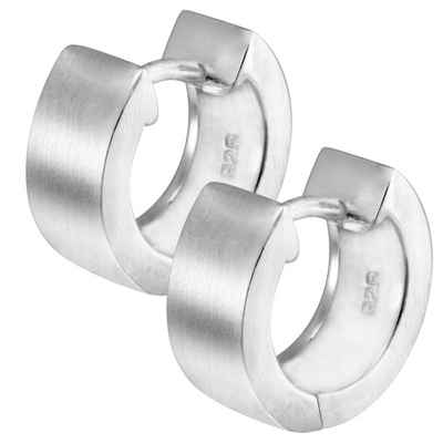 Vinani Paar Creolen, Vinani Klapp-Creolen breit rund mattiert Sterling Silber 925 Ohrringe CRR