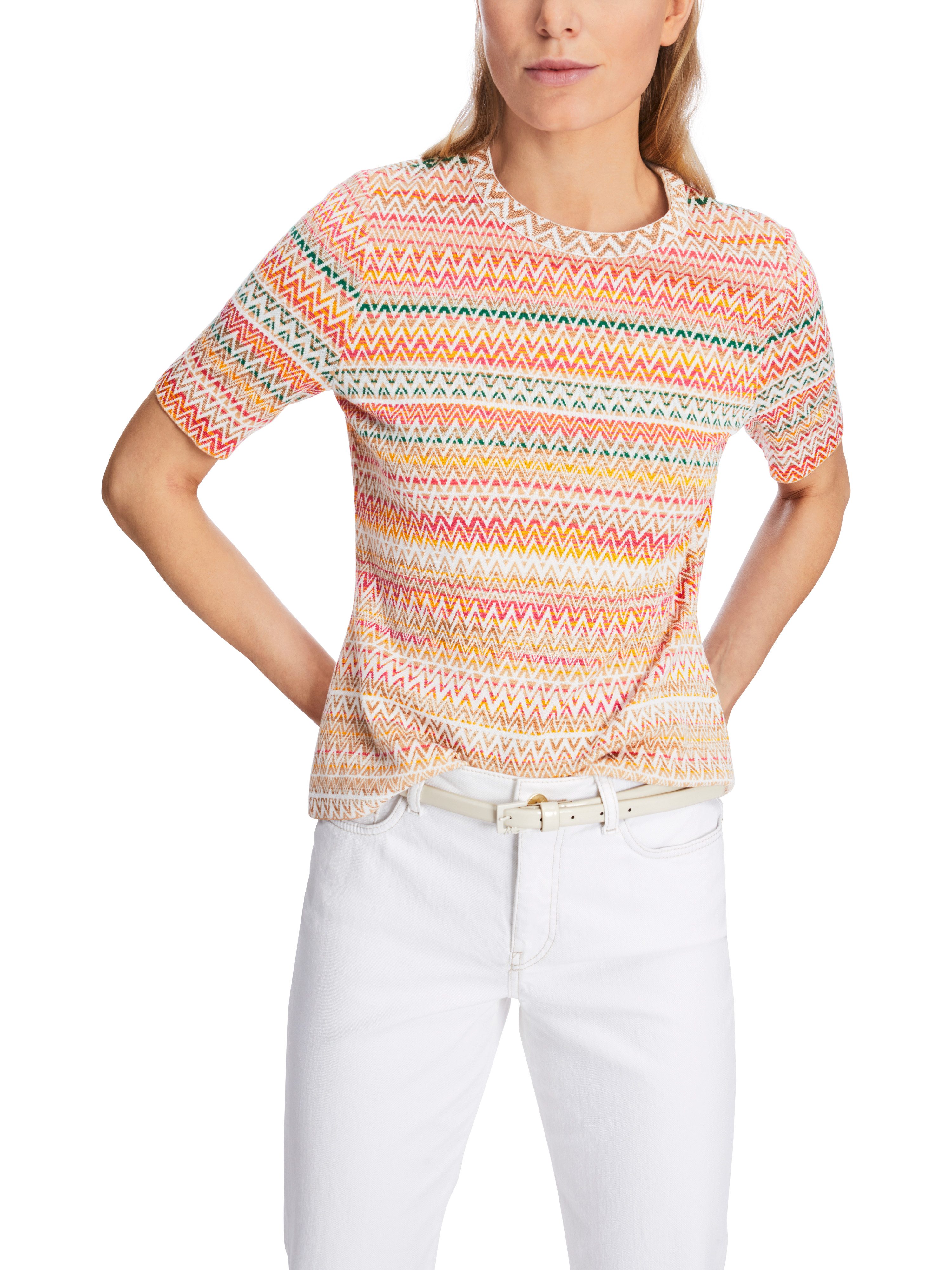 Marc Cain Rundhalspullover Bright Beginnings Premium Damenmode In Deutschland gestrickter Cardigan