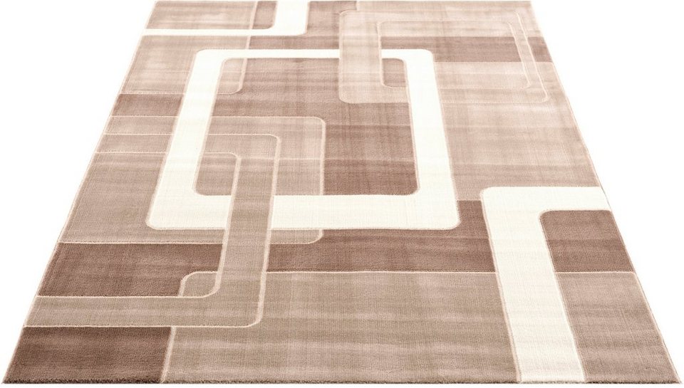 Teppich Anesa, Home affaire, rechteckig, Höhe: 12 mm, mit handgearbeitetem  Konturenschnitt, flach, Kurzflor, elegant