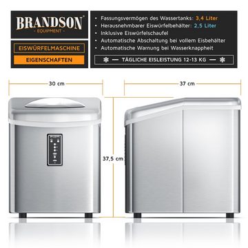 Brandson Eiswürfelmaschine, Eiswürfelbereiter 150 W, 3,4 Liter, 9 Eiswürfel in 11 Minuten