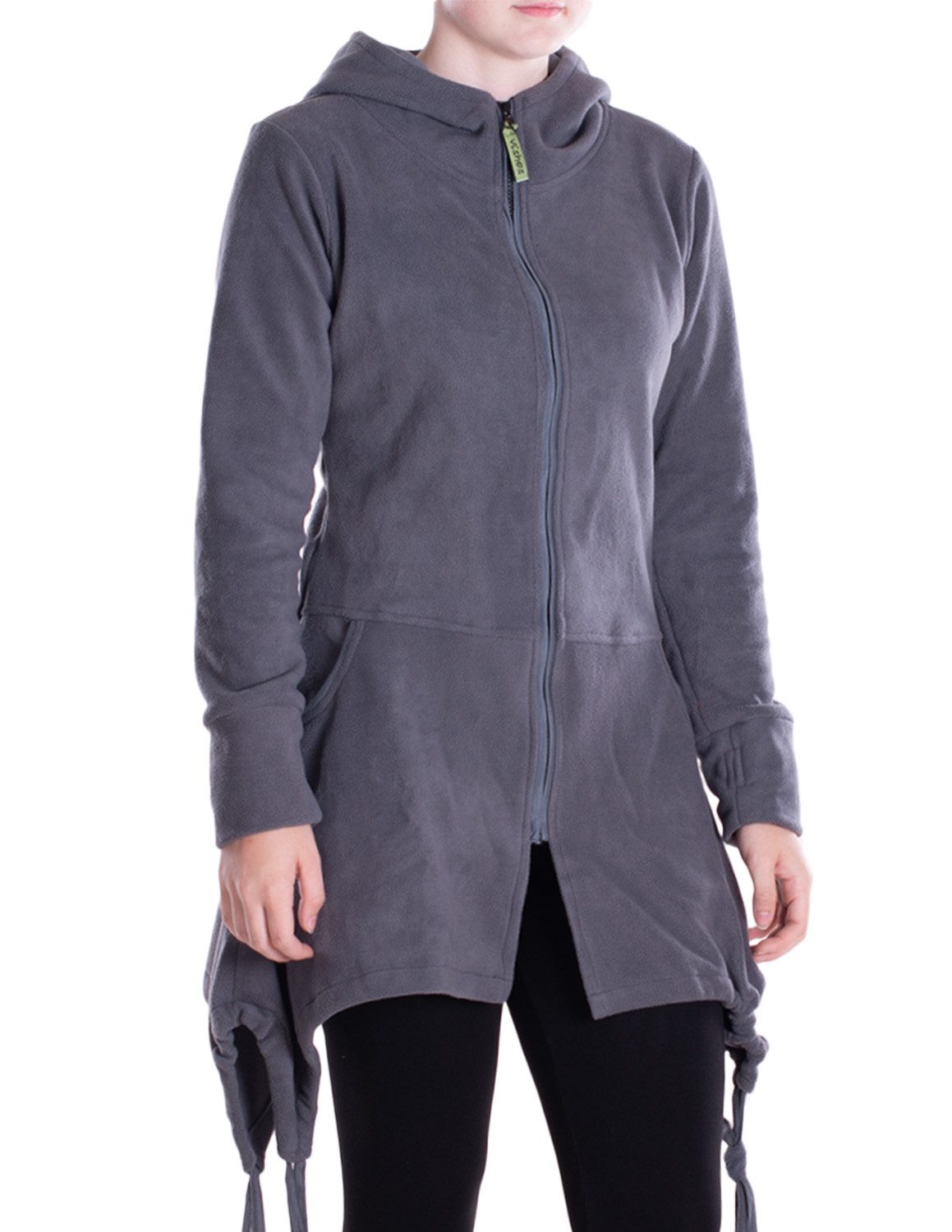 Vishes Kapuzenfleecejacke Damen Fleece Kapuzenjacke lang Elfen Zipfel-Jacke Übergangsjacke Hippie, Hoodie Style, Alternative Bekleidung