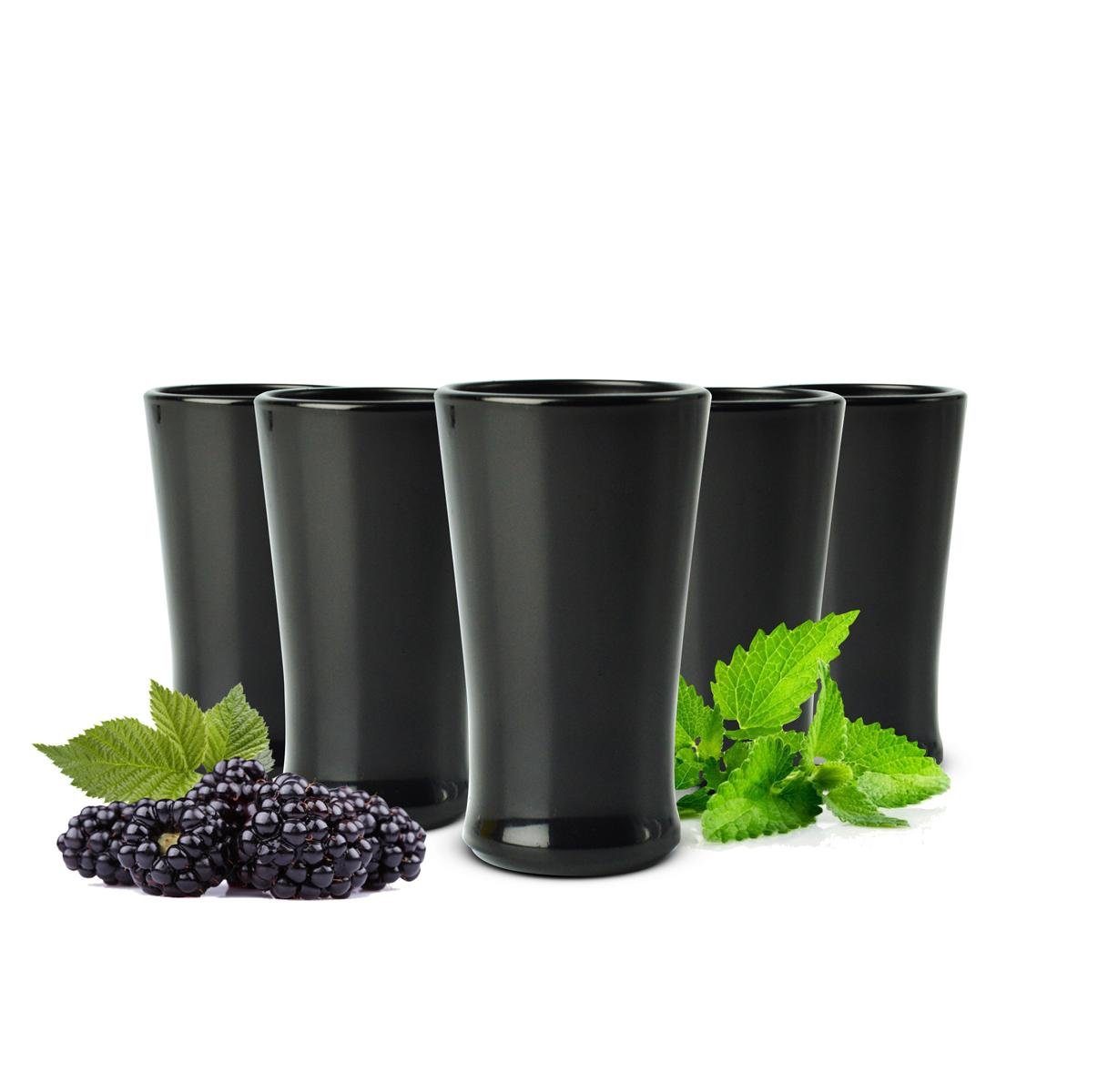 Sendez Schnapsglas 6 schwarze Schnapsgläser Tequilagläser Gläser Schnaps Shots Stamper Wodkagläser, Glas