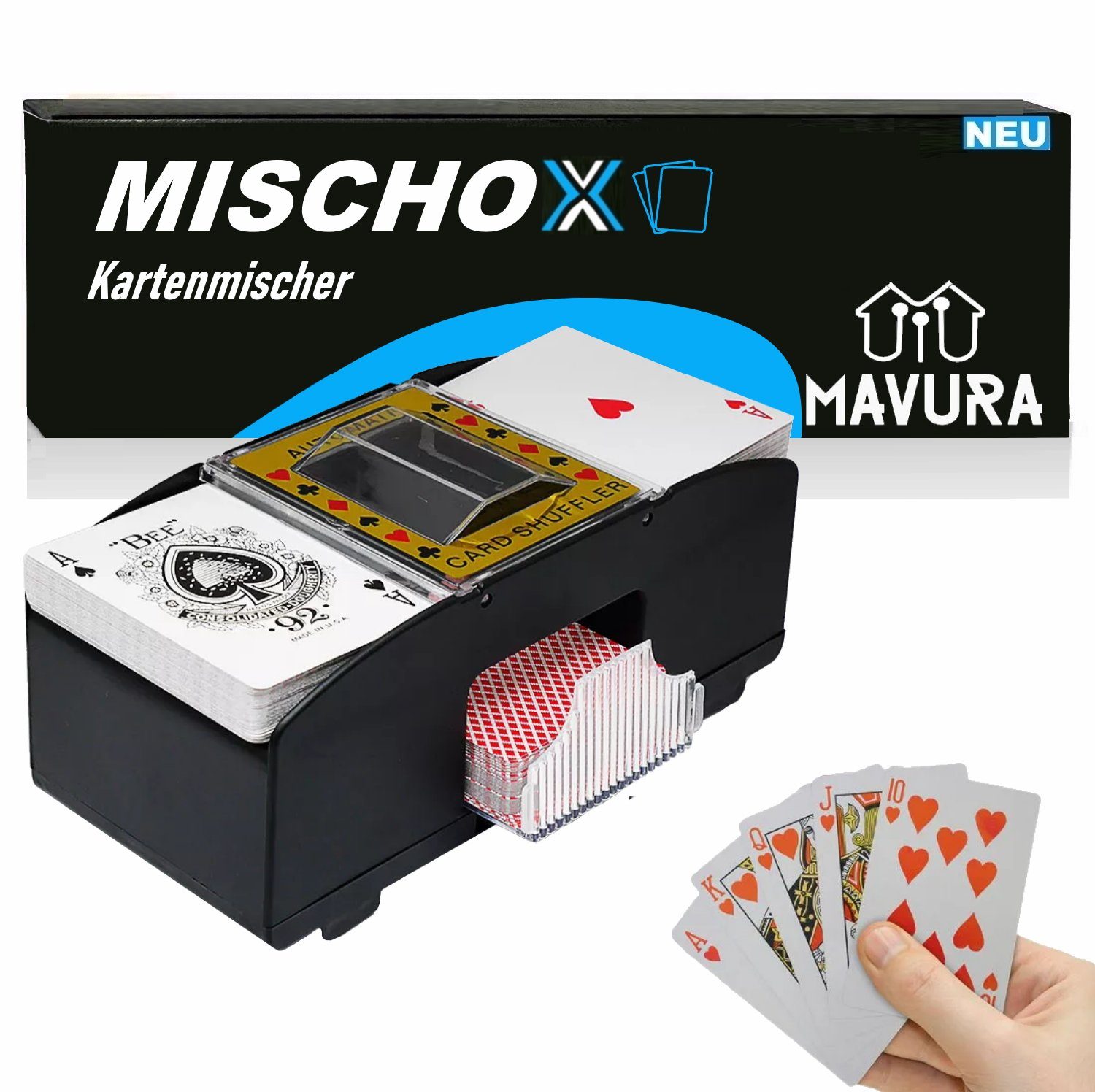 Kartenmischgerät Poker MISCHOX Kartenmischmaschine, Kartenmischer MAVURA automatische Spiel, elektrischer Spielkartenmischmaschine