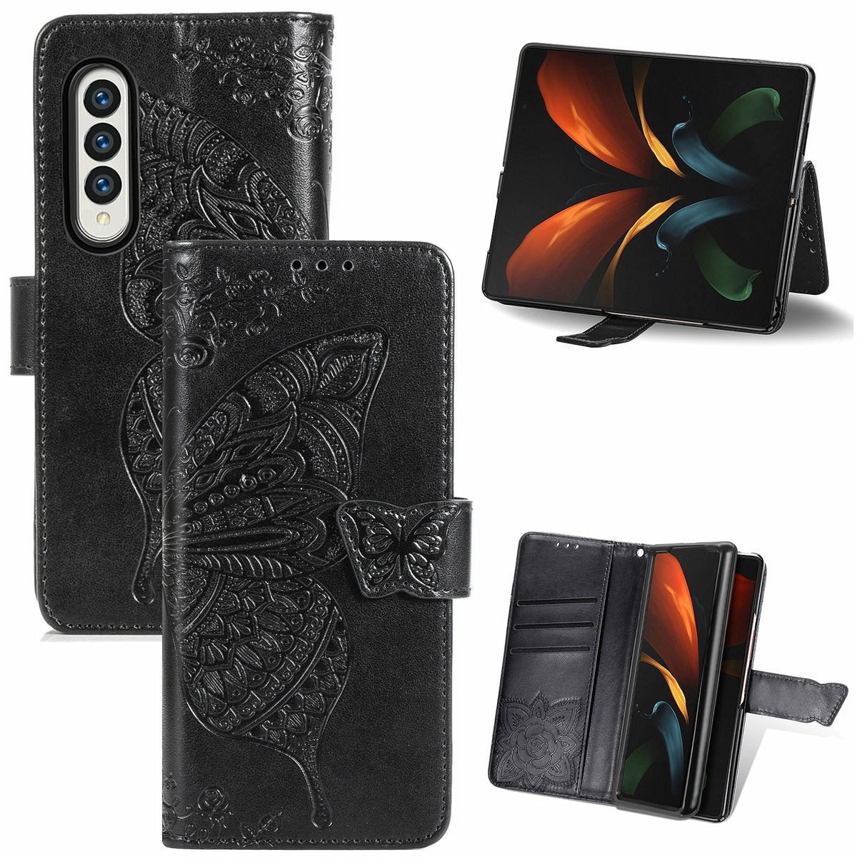 König Design Handyhülle Samsung Galaxy Z Fold3 5G, Schutzhülle Schutztasche Case Cover Etuis Wallet Klapptasche Bookstyle