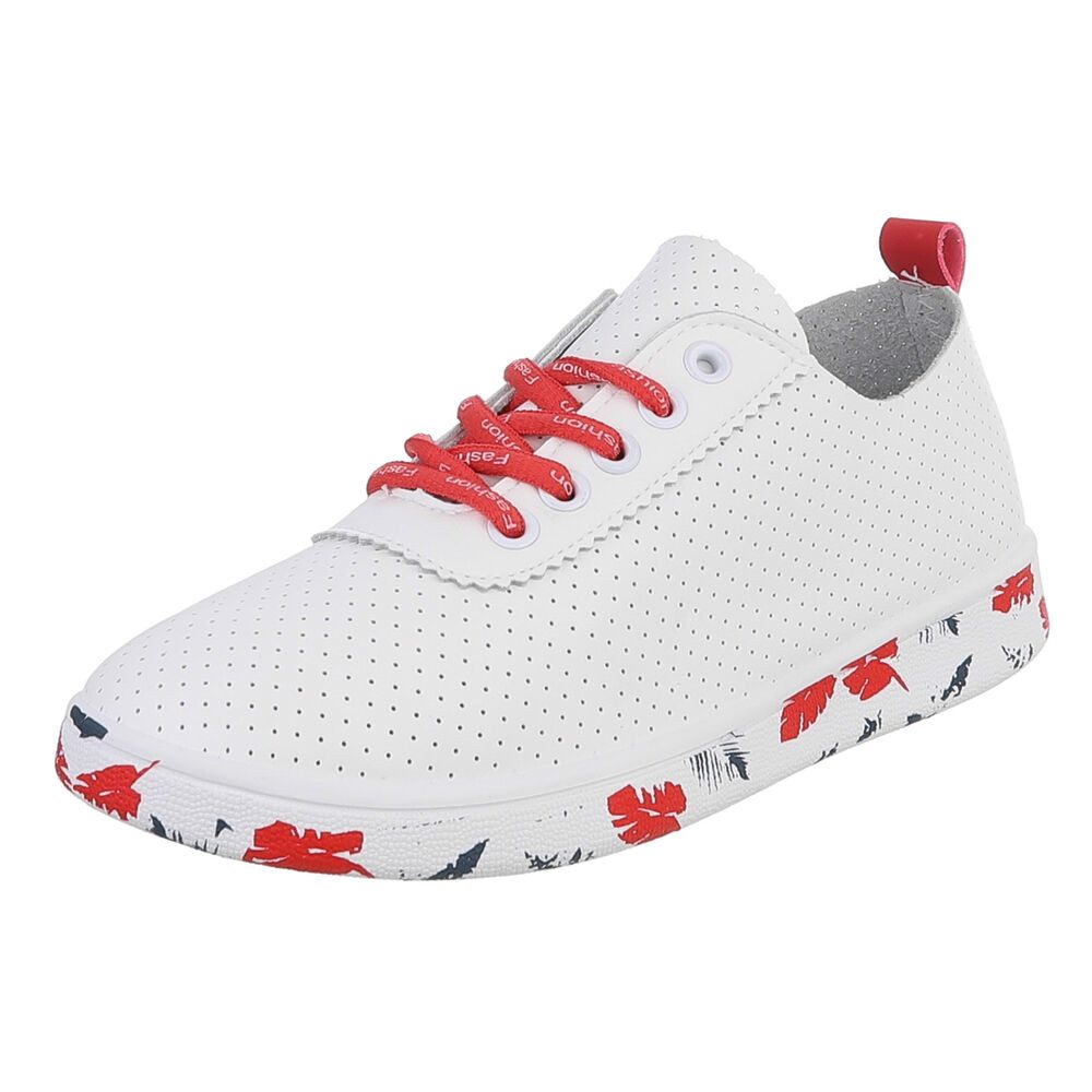 Ital-Design Stylischer Freizeitschuh mit floralem Sohlenrand Sneaker (91554297) Flach Sneakers Low in Weiß