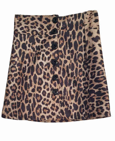 Charis Moda A-Linien-Rock Mini Skirt stylish im angesagten Leo- Animal Druck