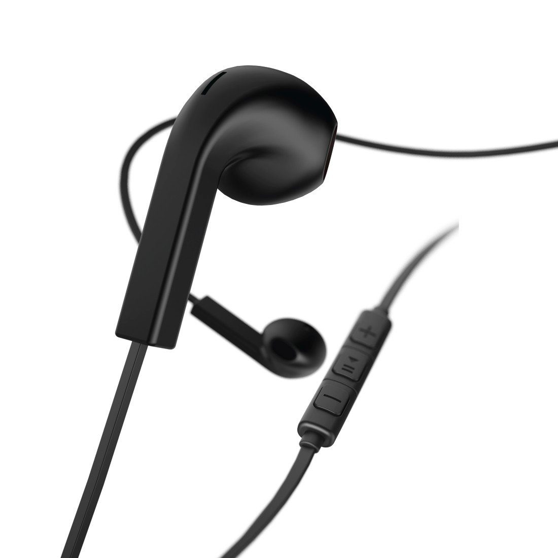 Hama Kopfhörer In-Ear-Kopfhörer Earbuds, Mikrofon, Flachbandkabel "Advance", schwarz Ear in