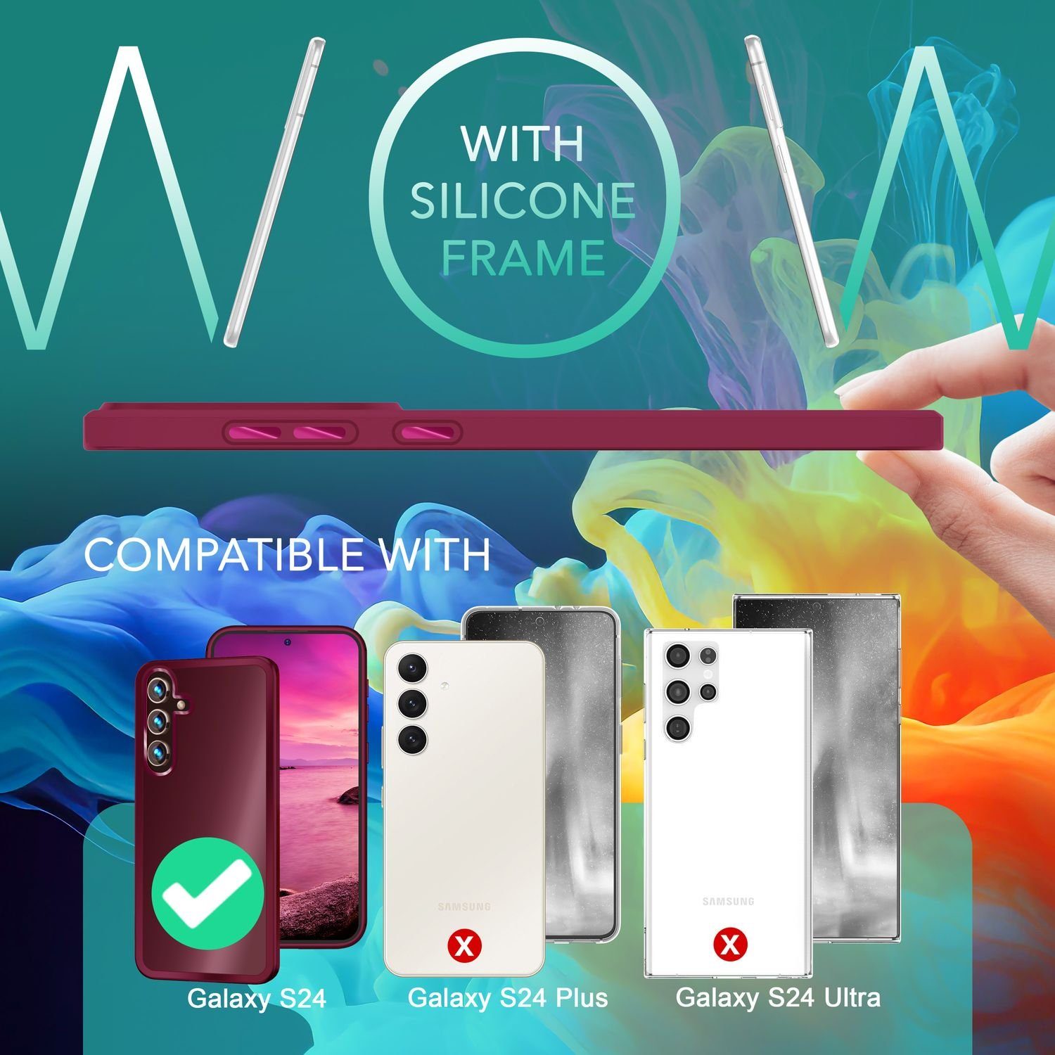 Nalia Smartphone-Hülle Samsung Galaxy S24 15,7 cm (6,2 Zoll), Matte Hybrid Hülle / Semi-Transparent / Anti-Schock Rahmen / Stoßfest – Bild 4 von 5