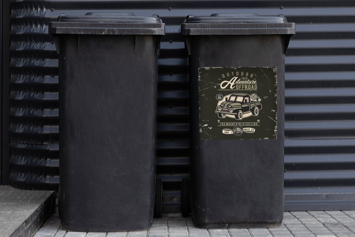 Mülleimer-aufkleber, Container, Retro Sticker, - Abfalbehälter - Zeichnung MuchoWow Wandsticker Auto (1 St), - Mülltonne, Briefe