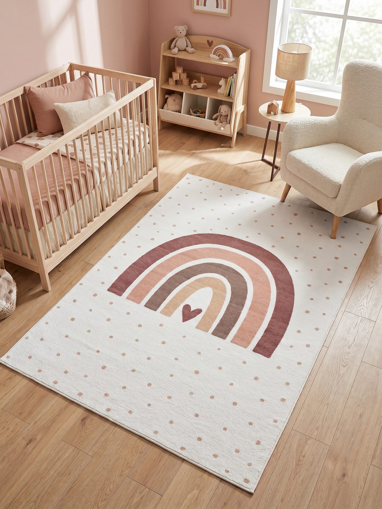 KADIMA DESIGN Kinderteppich TINO Kinderteppich Waschbar Kinderzimmer Schadstoffgeprüft, Läufer, Höhe: 10 mm, Creme, 80x150 cm, Kinderteppich Waschbar Spielteppi – Bild 5 von 5
