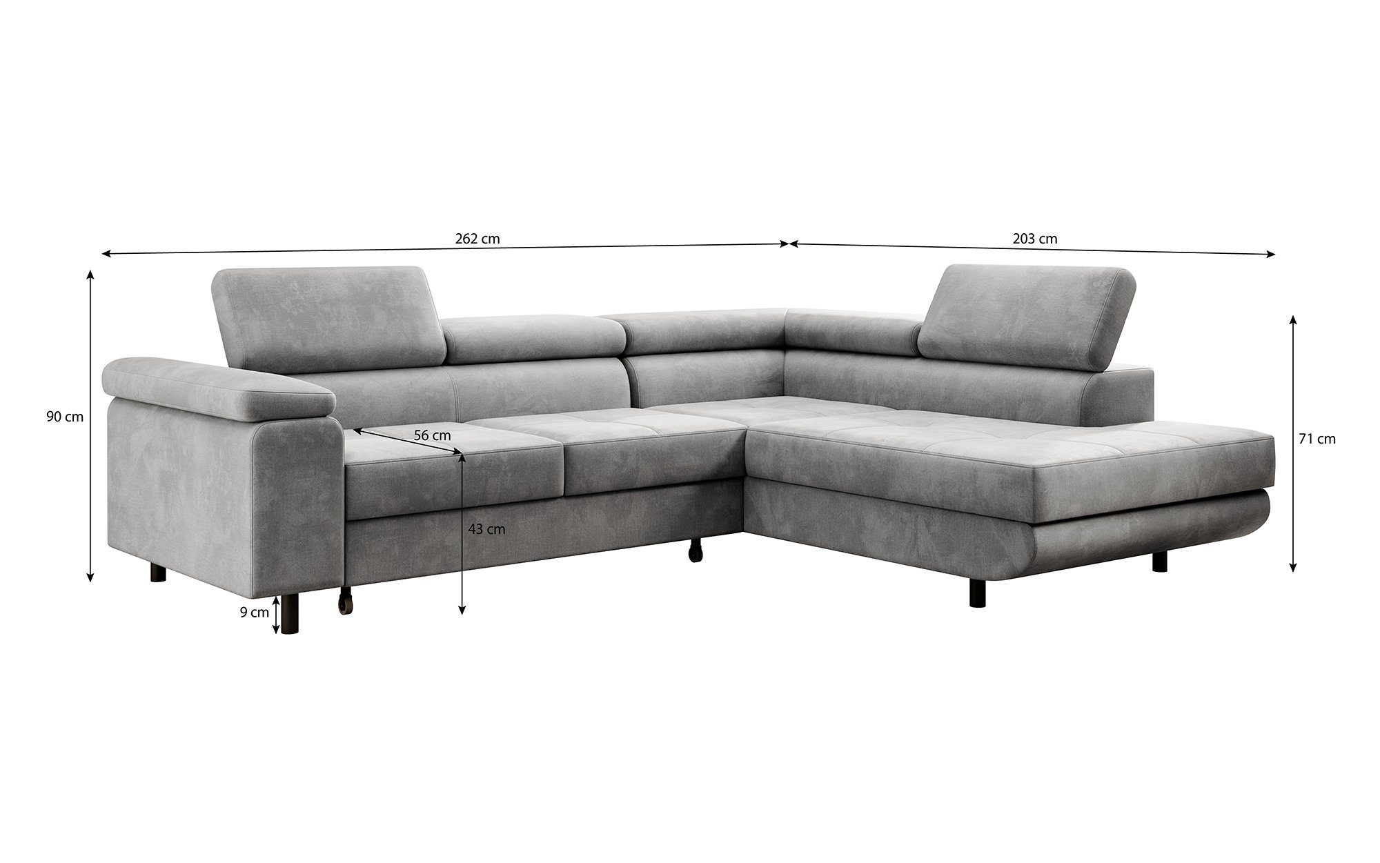 Luxusbetten24 Ecksofa Blau mit Costa, Schlaffunktion