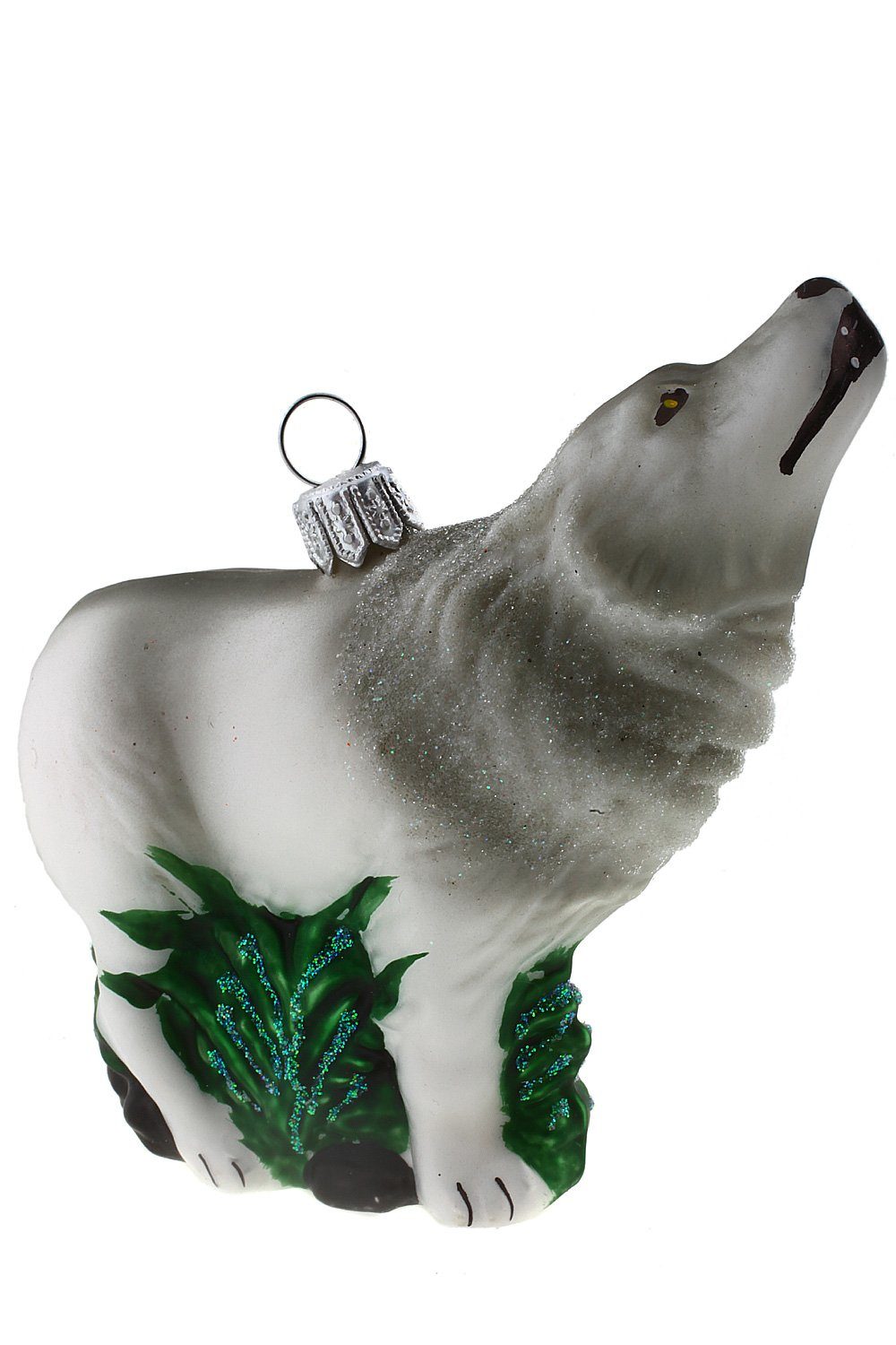 Hamburger Weihnachtskontor Christbaumschmuck Heulender Wolf, Dekohänger mundgeblasen - - handdekoriert