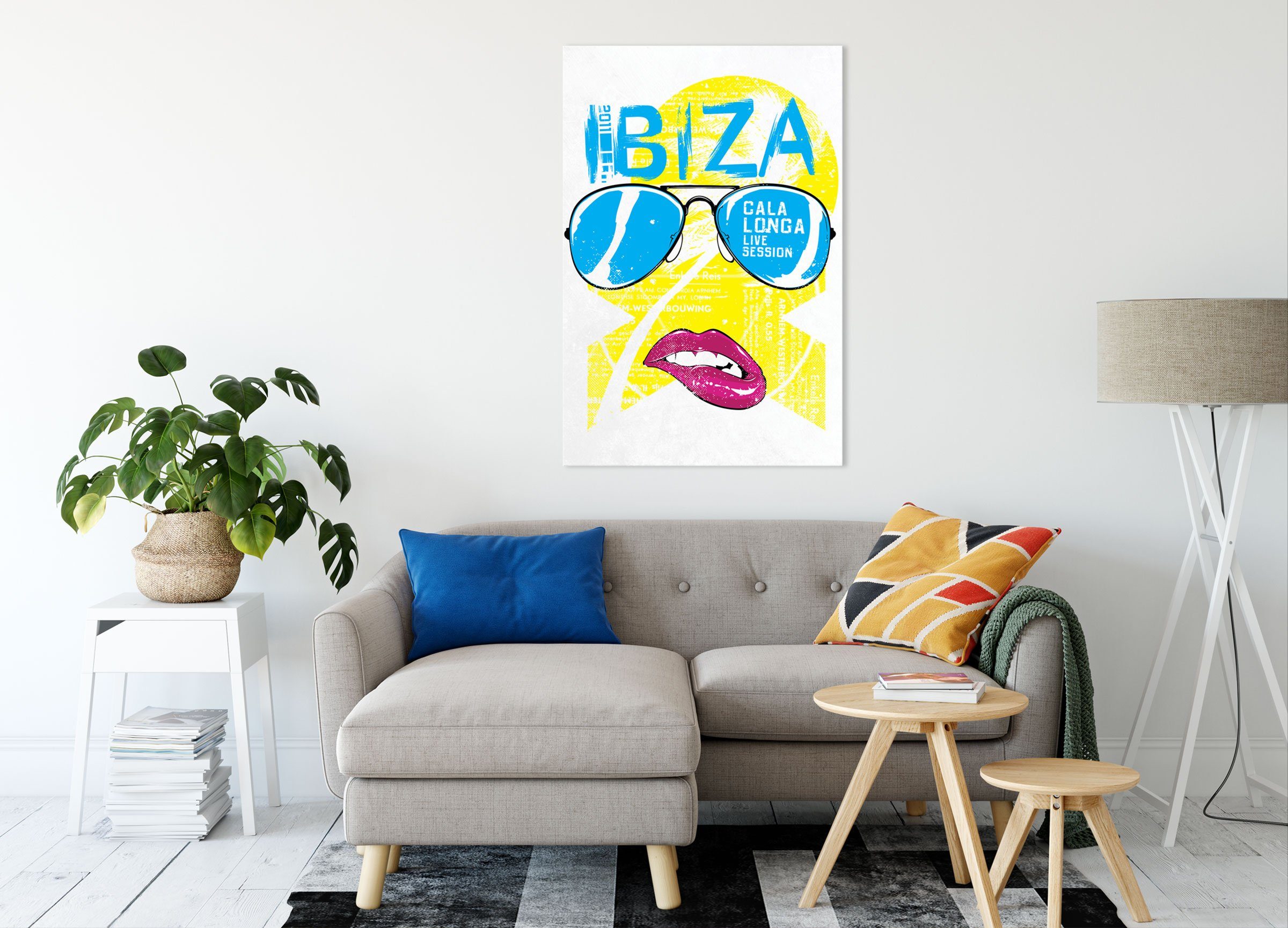 Leinwandbild bespannt, Pixxprint St), (1 Leinwandbild inkl. Ibiza Ibiza Zackenaufhänger light fertig light,