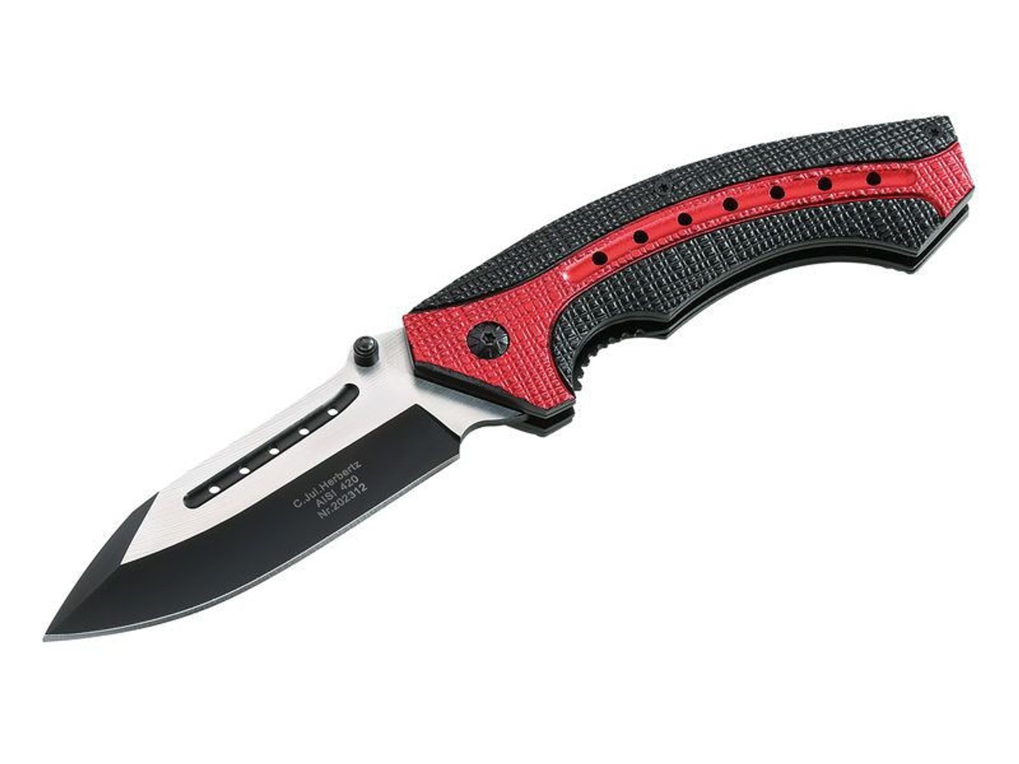 Herbertz Taschenmesser Herbertz Einhandmesser, schwarz/rot, Alu 202312