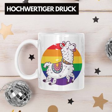 Trendation Tasse Trendation - Regenbogen Tasse Geschenk LGBT Schwule Lesben Transgender Grafik Pride Tolles Llama