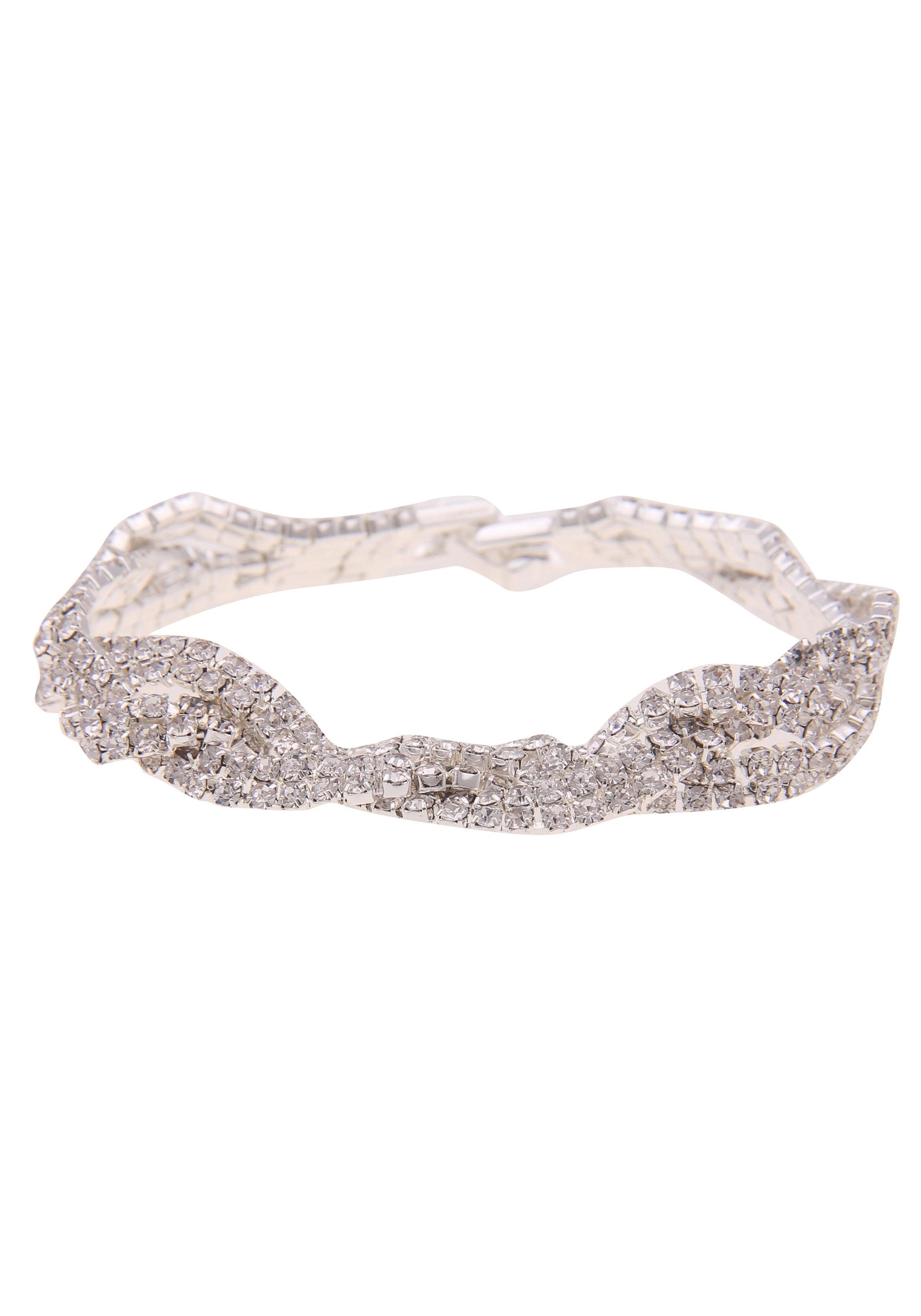 Leslii Damen Armband Silber - Glitzernd Mit Glassteinen