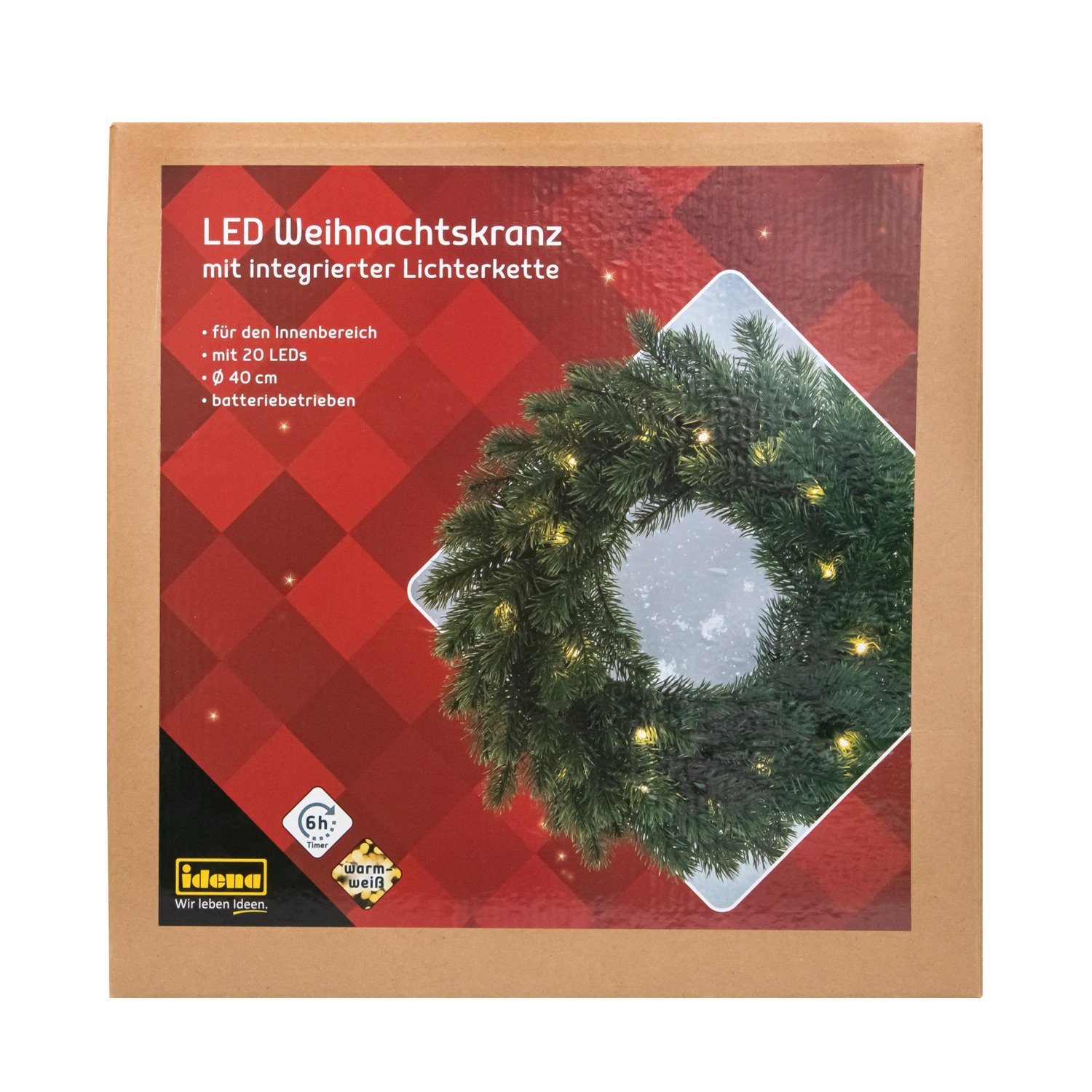 - LED mit 20 in LED und Weihnachtskranz Idena 30260 LED Lichter-Kette Dekoobjekt Idena